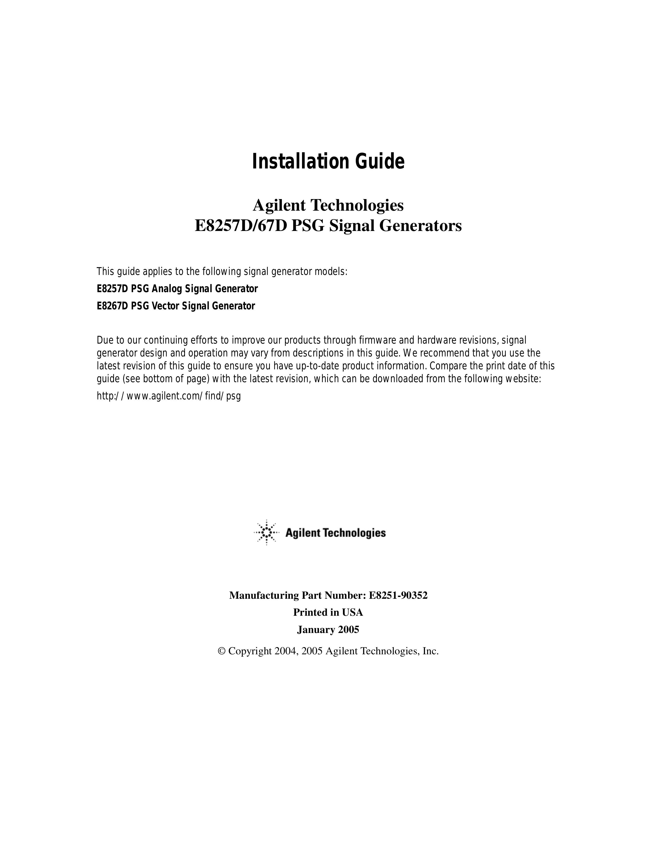 Agilent Technologies E8257D/67D Portable Generator User Manual