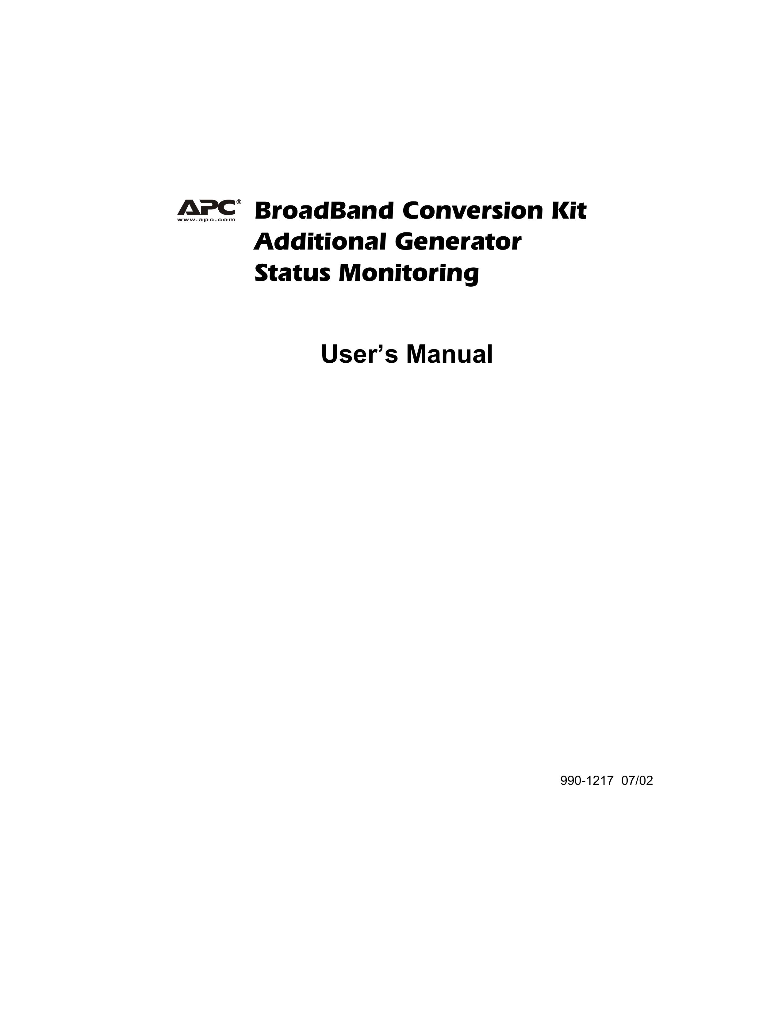 American Power Conversion Generator Portable Generator User Manual