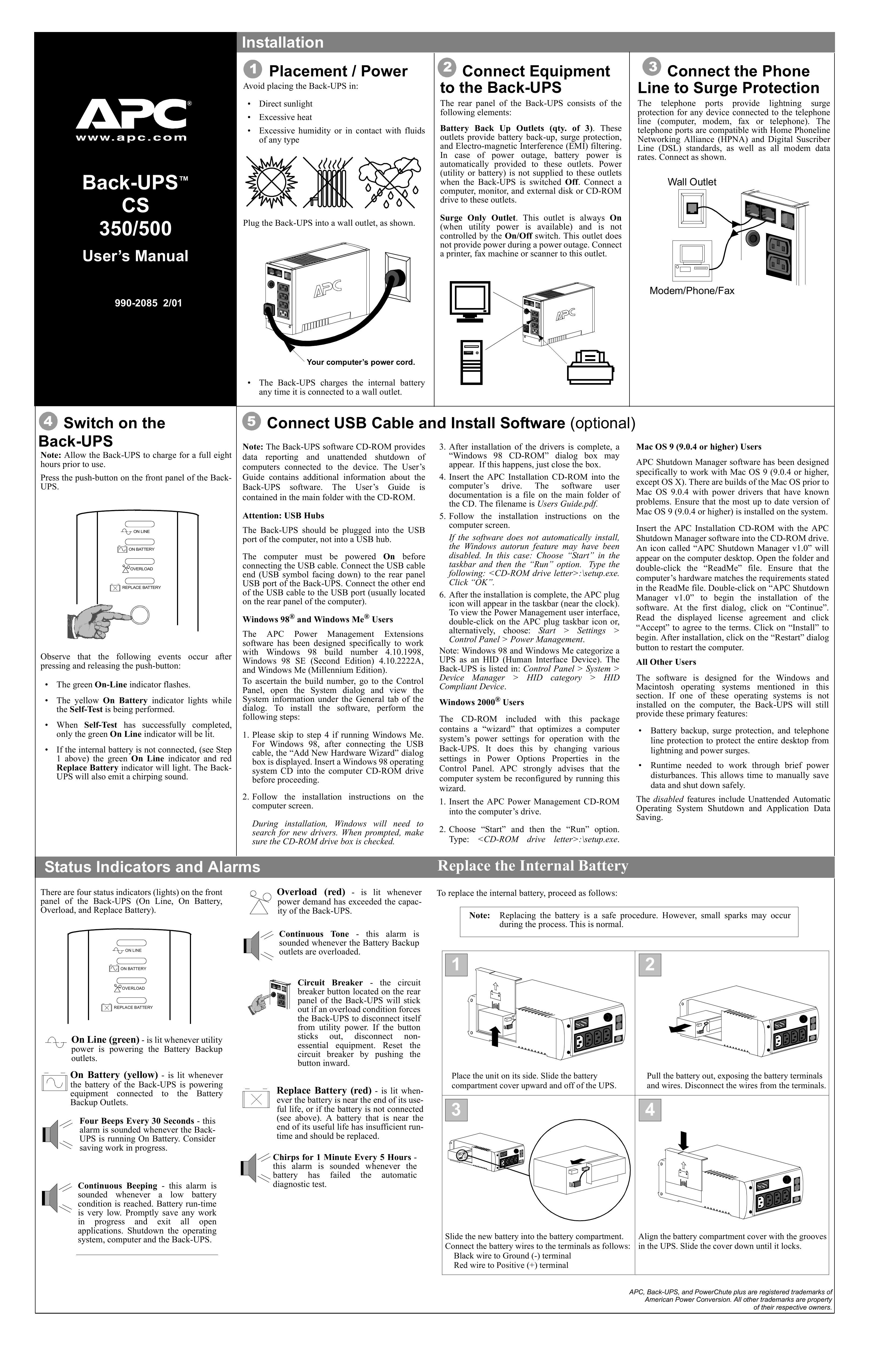 APC CS 350 Portable Generator User Manual
