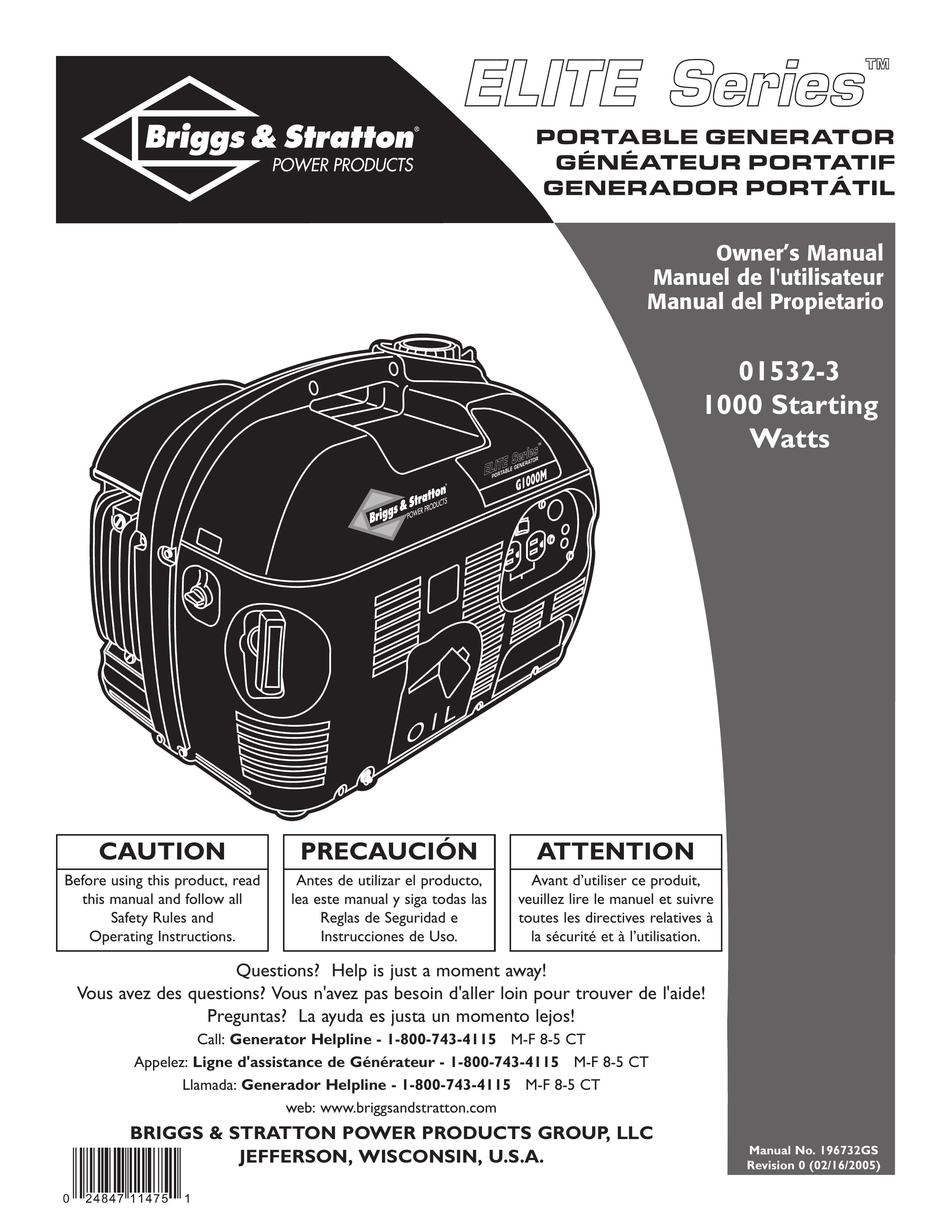 Briggs & Stratton 01532-3 Portable Generator User Manual
