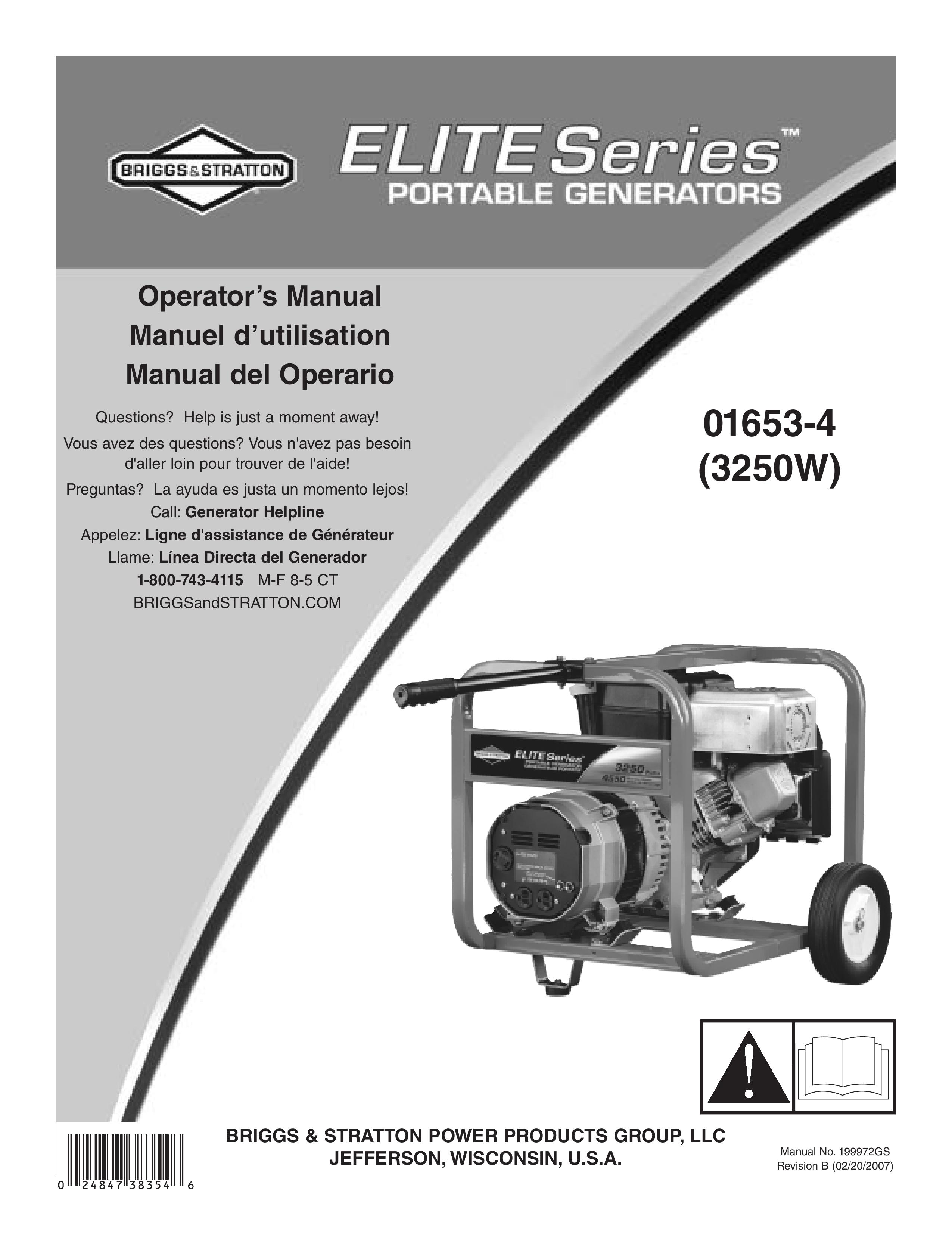 Briggs & Stratton 01653-4 Portable Generator User Manual