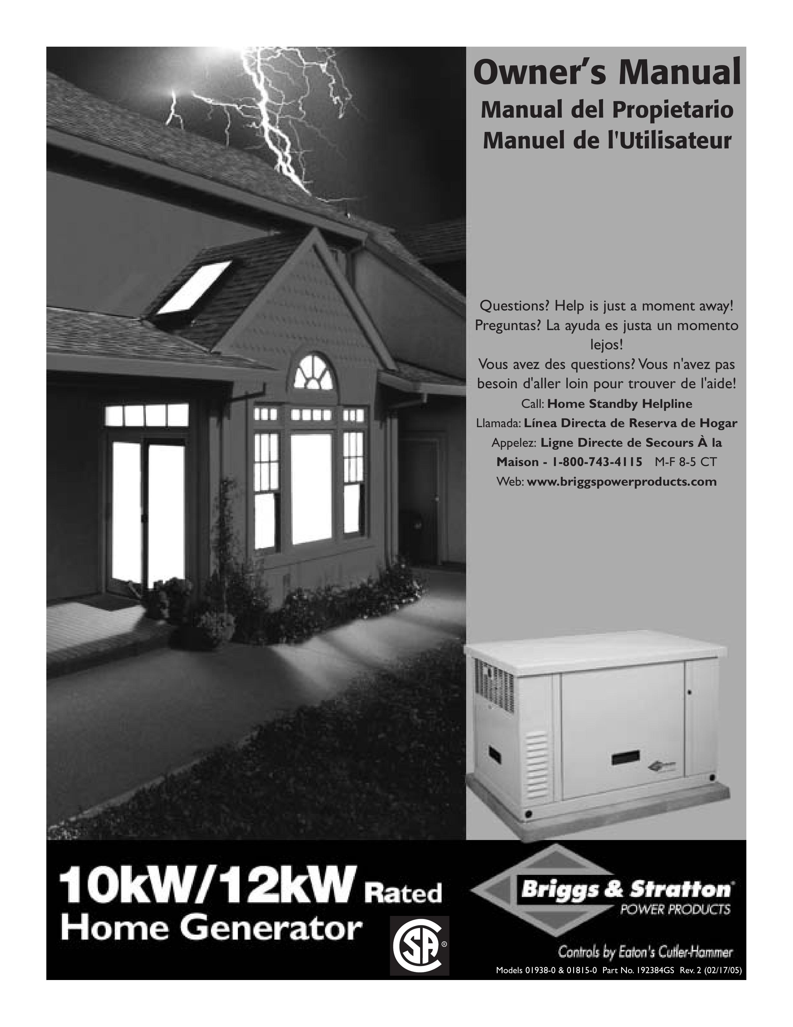 Briggs & Stratton 01815-0 Portable Generator User Manual