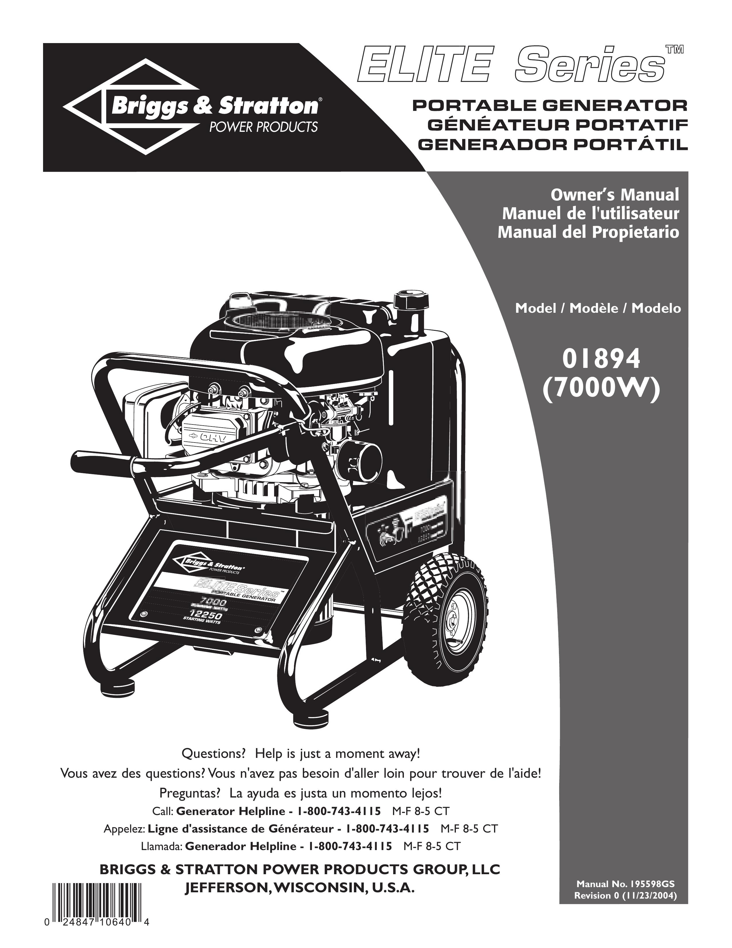 Briggs & Stratton 01894 Portable Generator User Manual