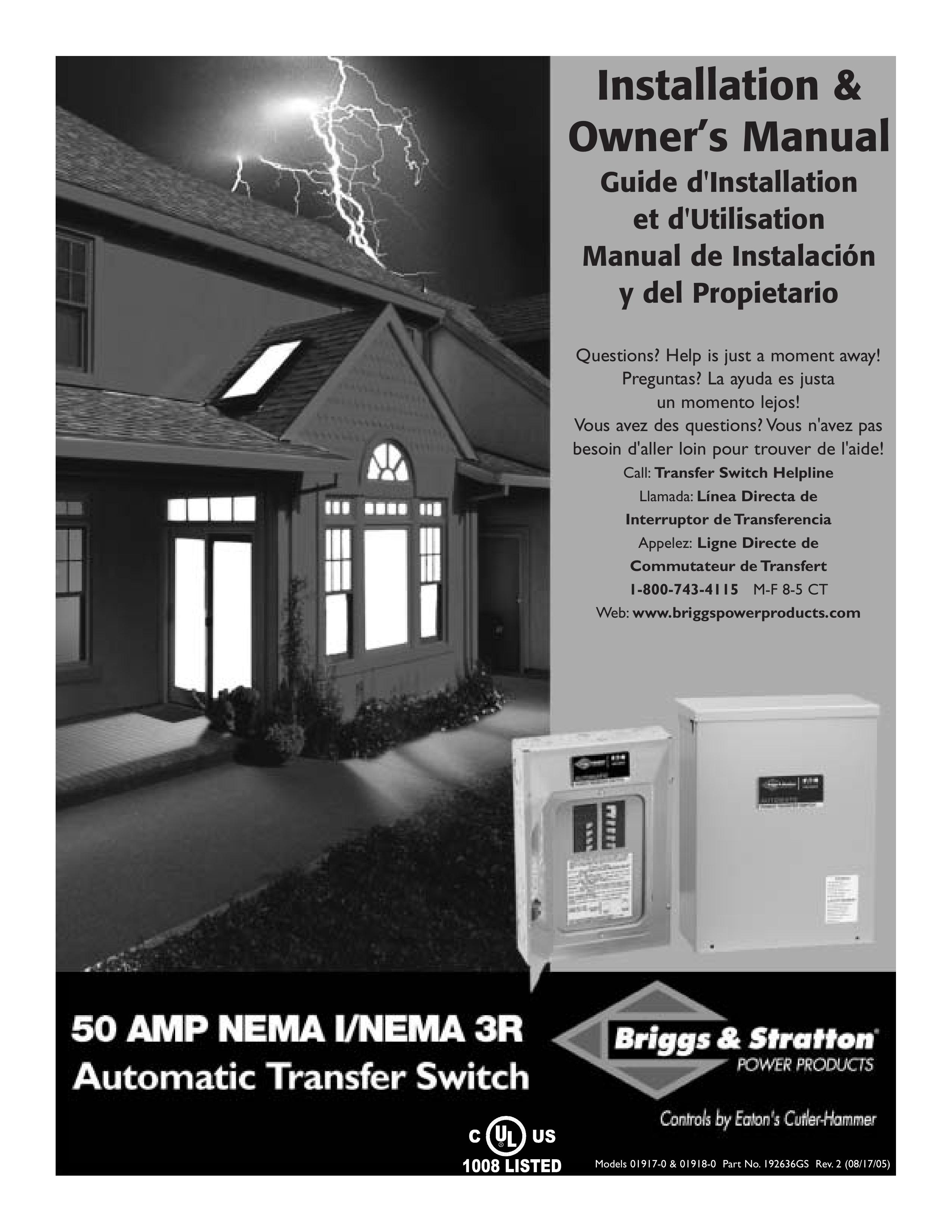 Briggs & Stratton 01917-0, 01918-0 Portable Generator User Manual