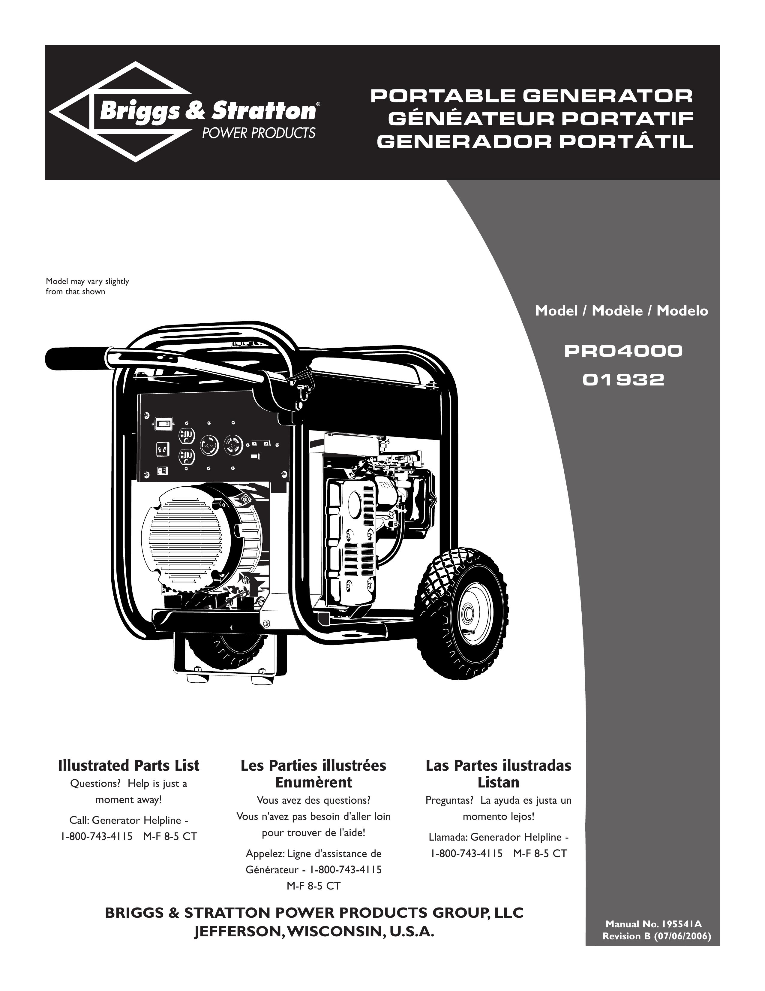 Briggs & Stratton 01932 Portable Generator User Manual