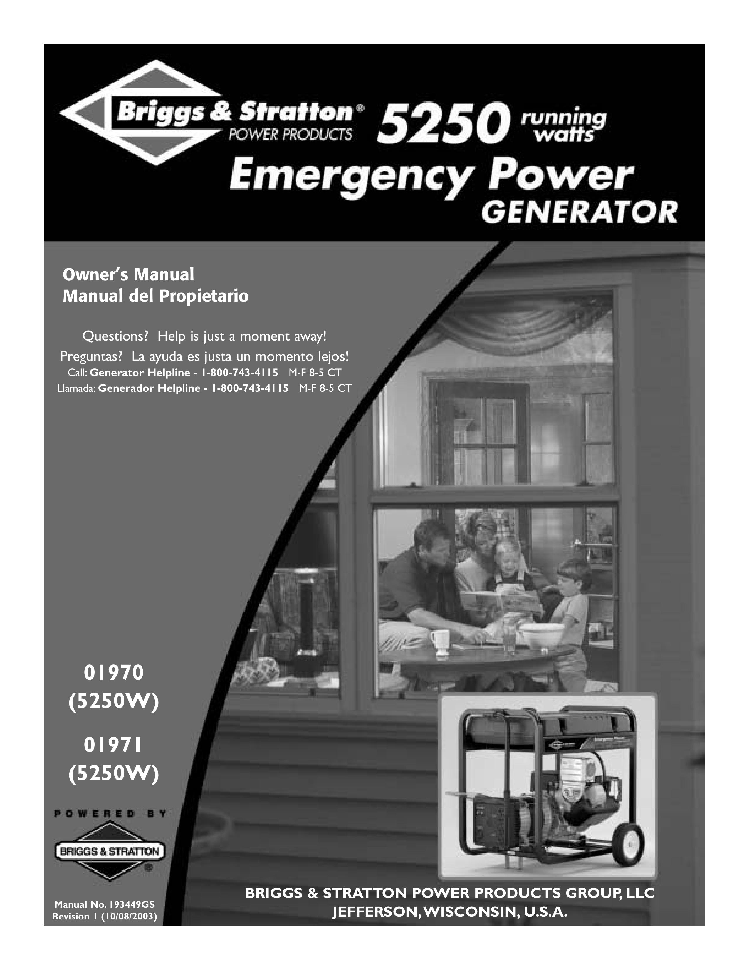 Briggs & Stratton 01970 Portable Generator User Manual