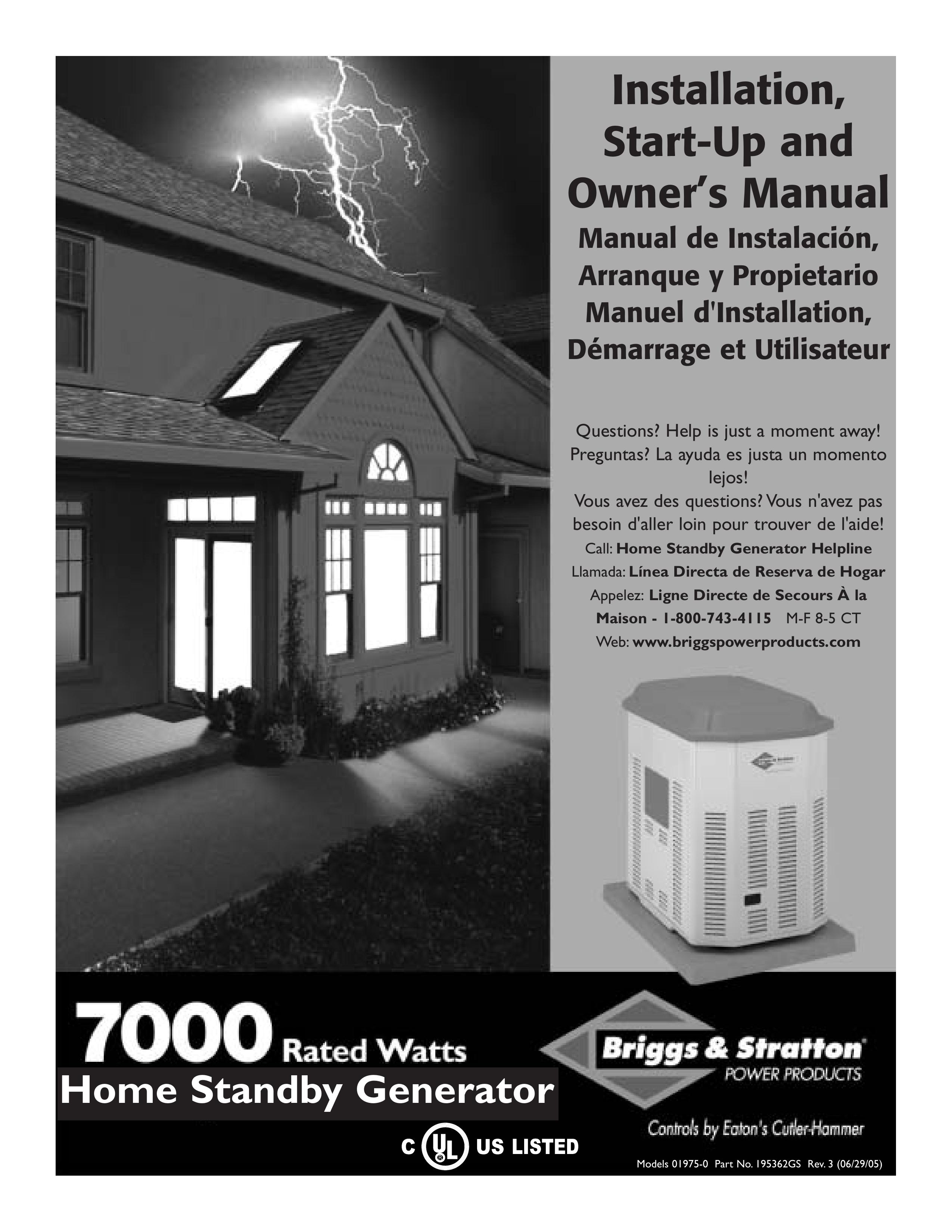 Briggs & Stratton 01975-0 Portable Generator User Manual