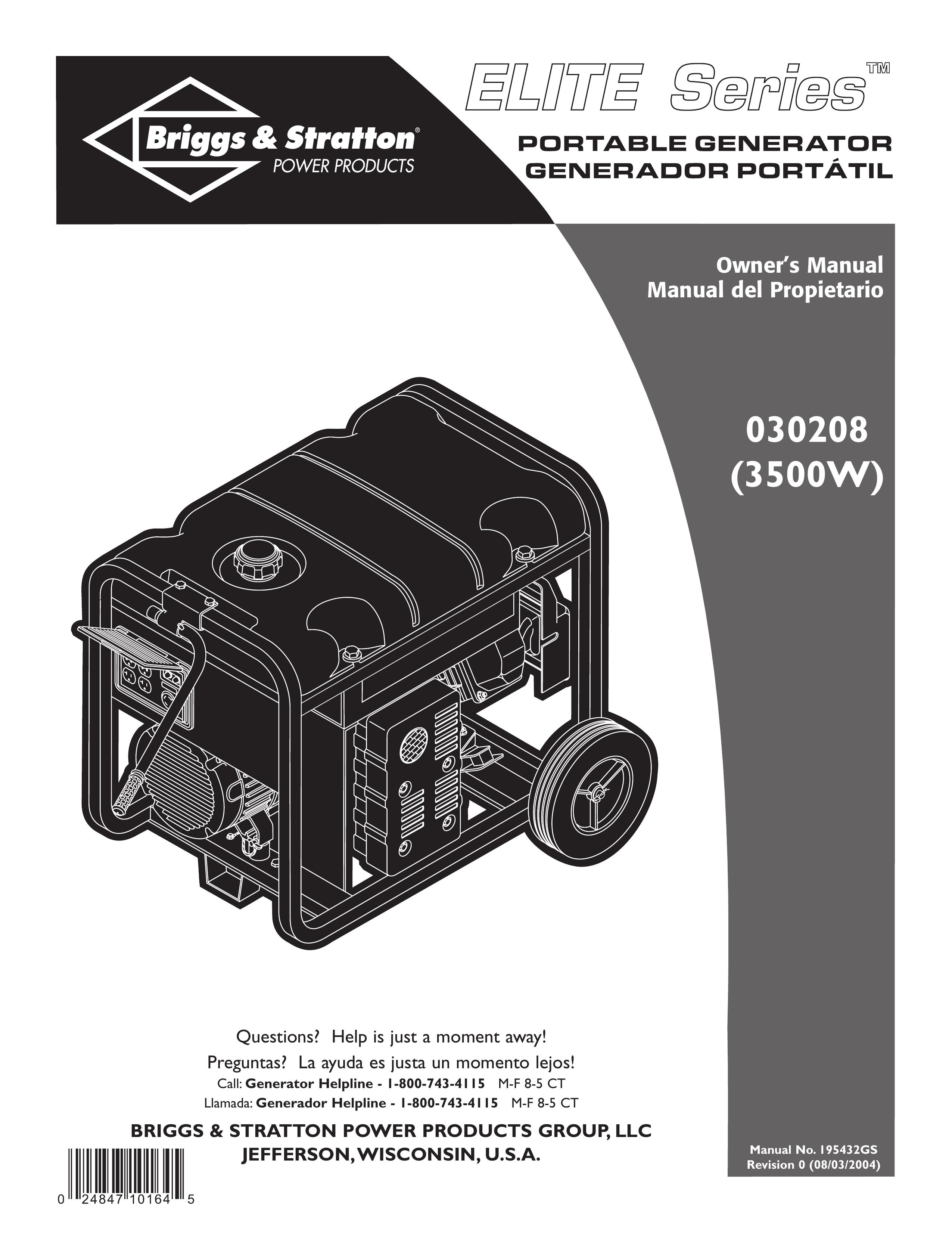 Briggs & Stratton 030208 Portable Generator User Manual