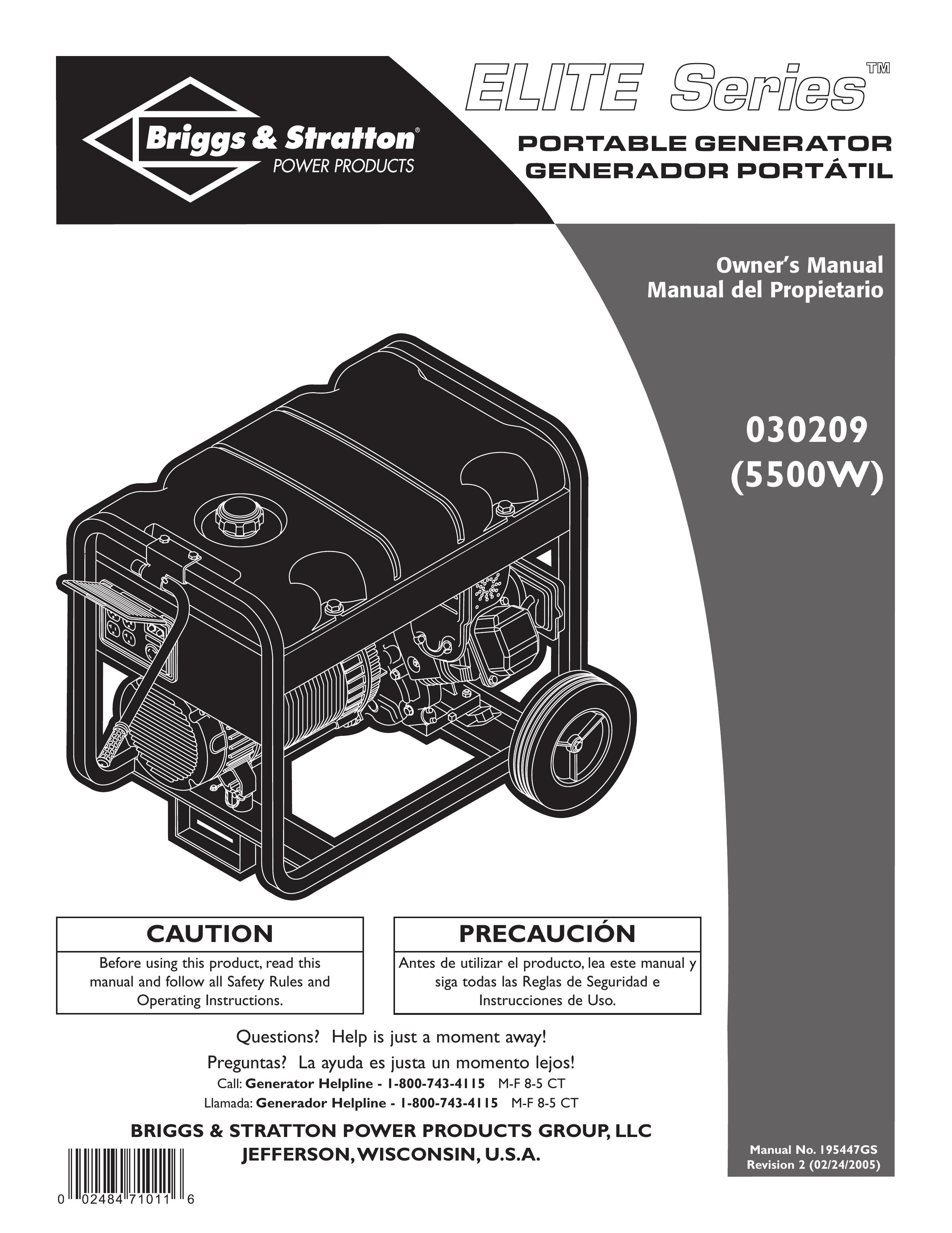 Briggs & Stratton 030209 Portable Generator User Manual