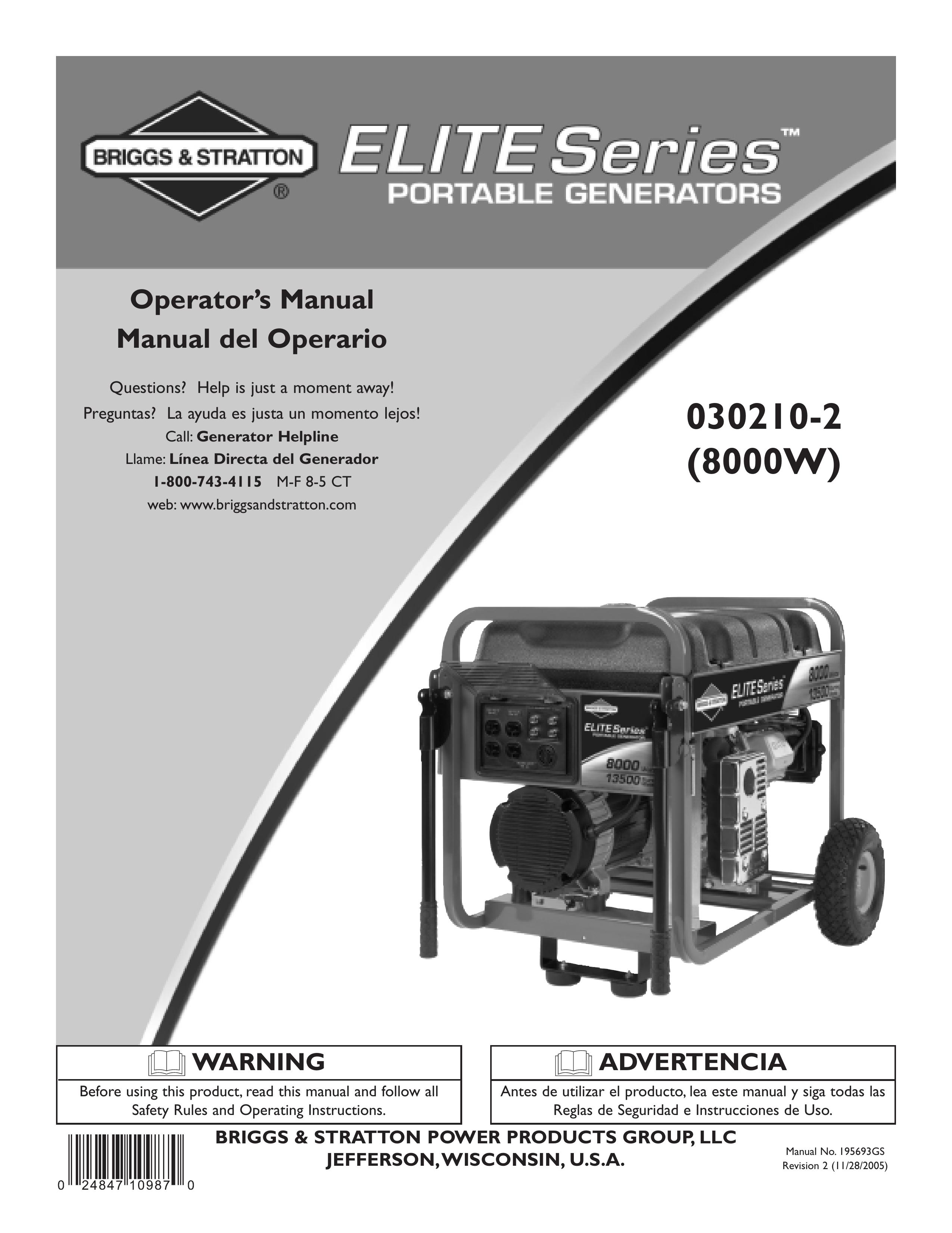 Briggs & Stratton 030210-2 Portable Generator User Manual