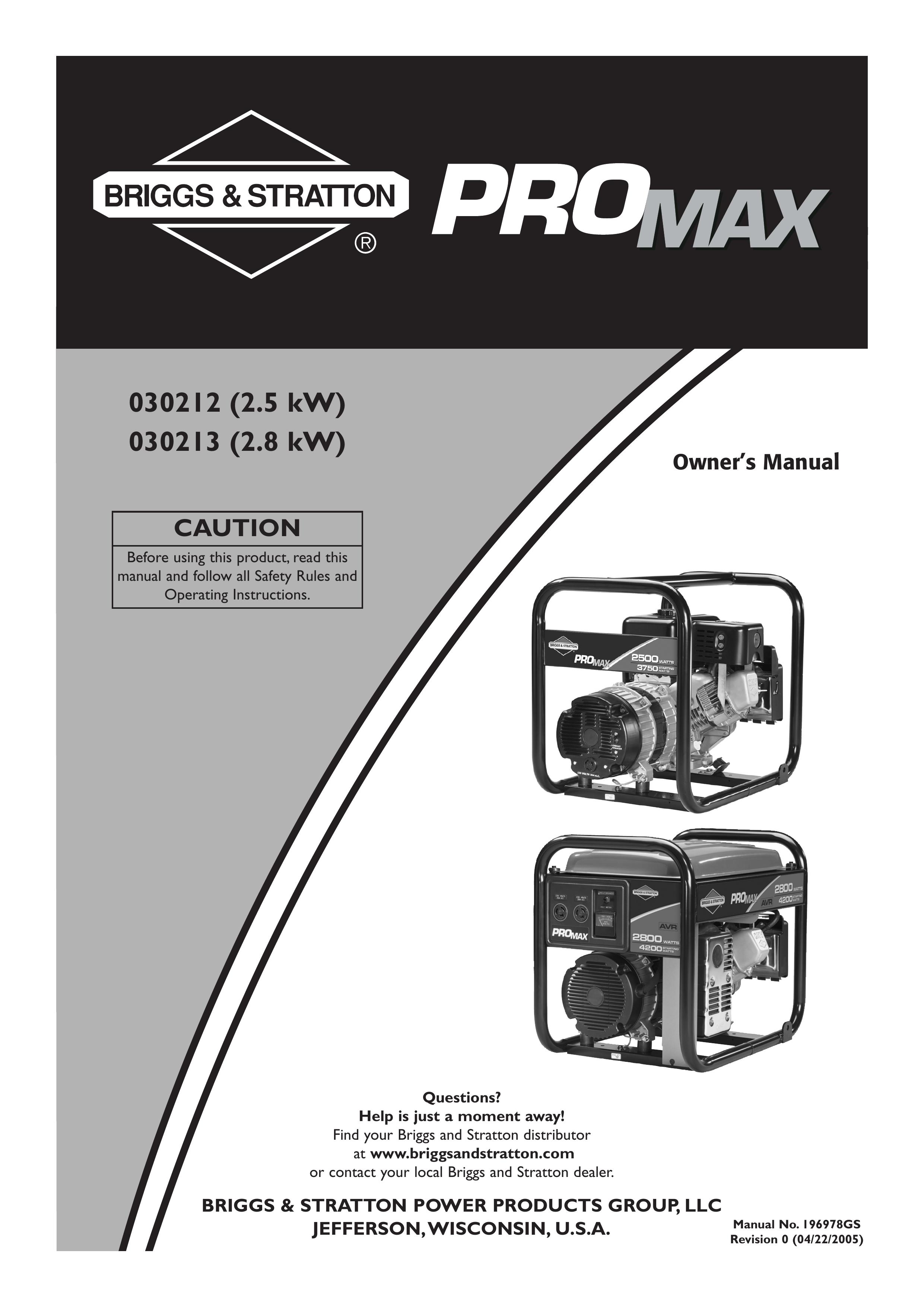 Briggs & Stratton 030213 Portable Generator User Manual
