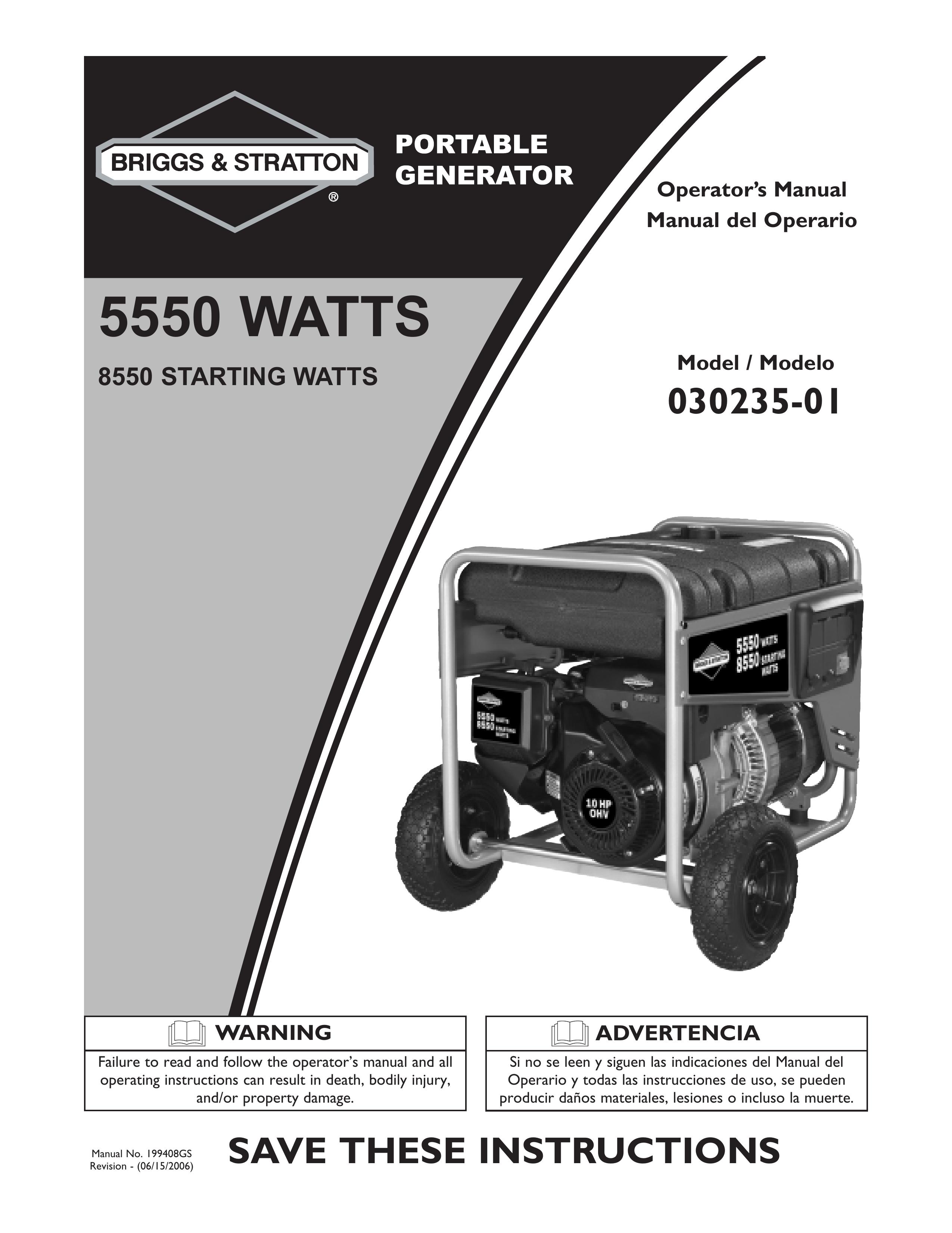 Briggs & Stratton 030235-01 Portable Generator User Manual