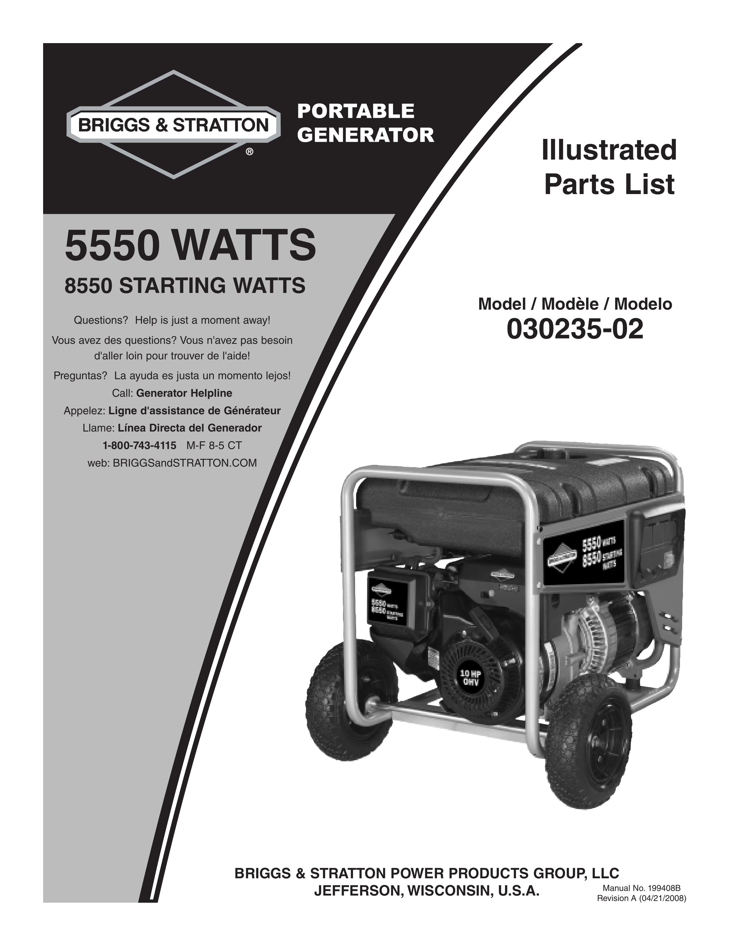 Briggs & Stratton 030235-02 Portable Generator User Manual