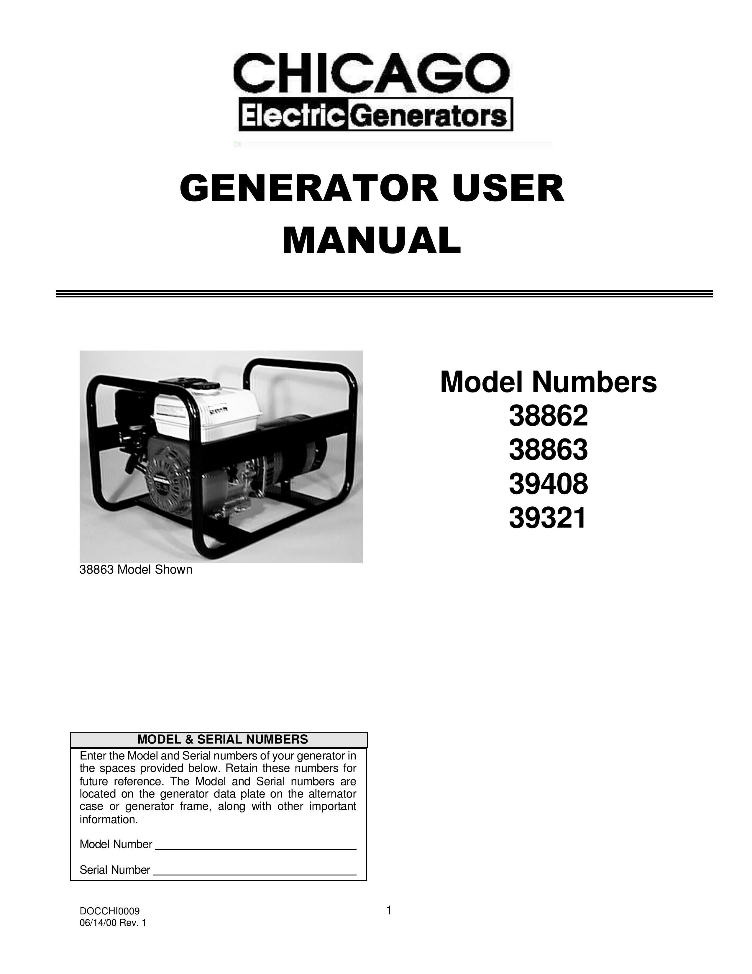 Chicago Electric 39321 Portable Generator User Manual
