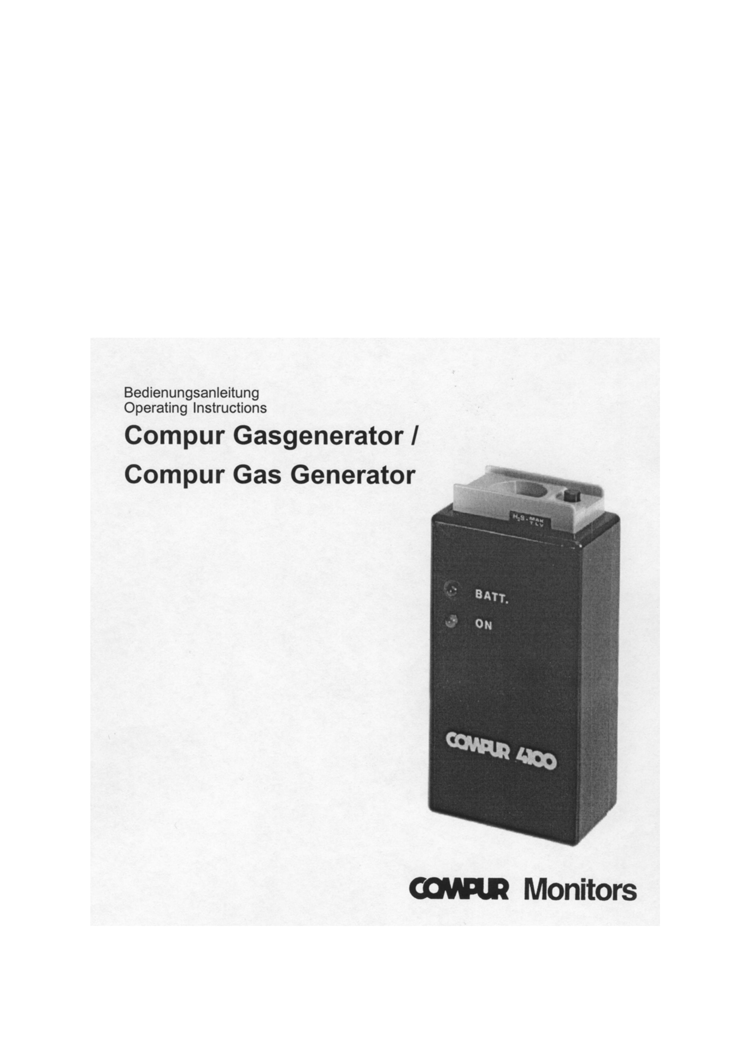 Compur Gas Generator Portable Generator User Manual
