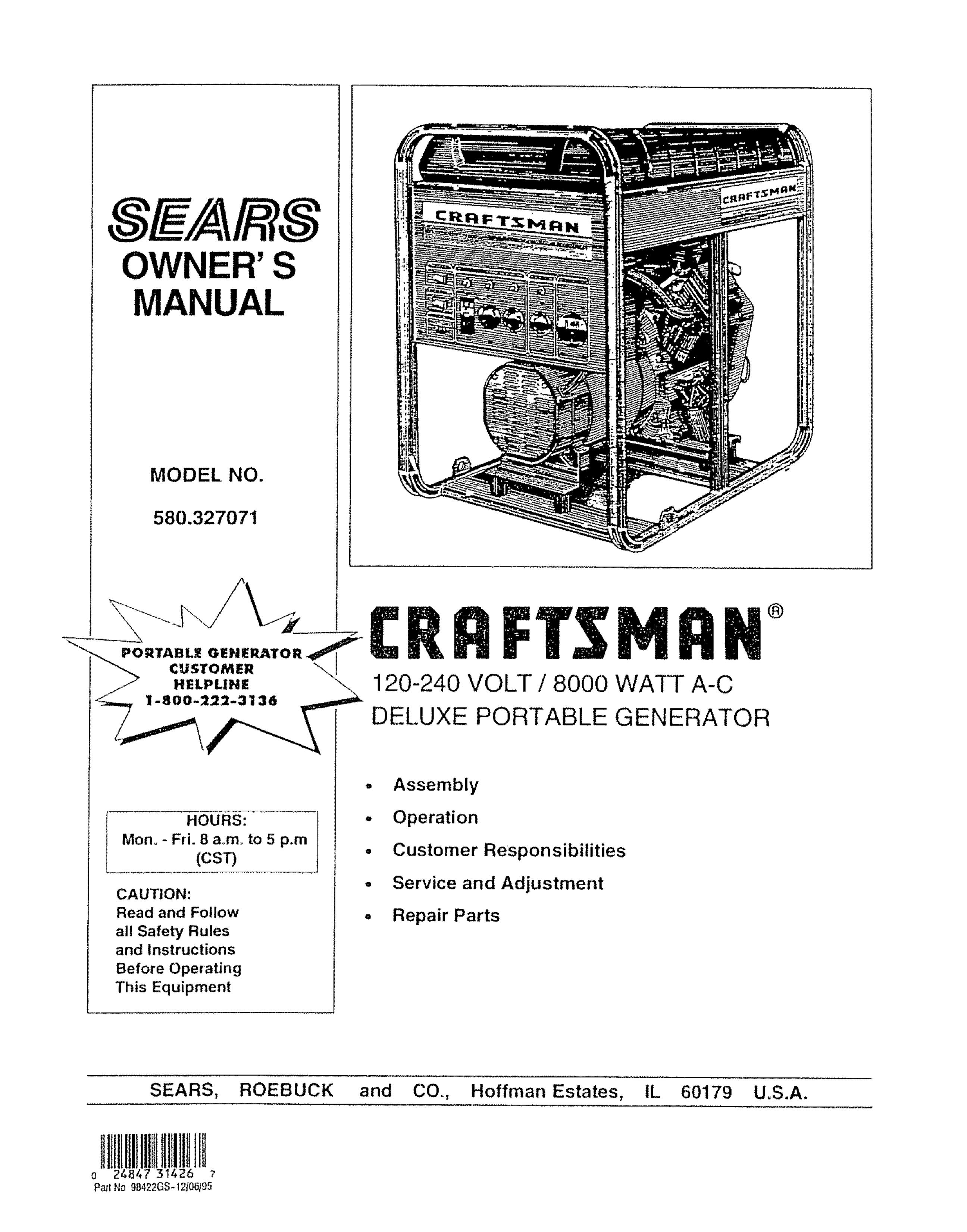 Craftsman 580.327071 Portable Generator User Manual