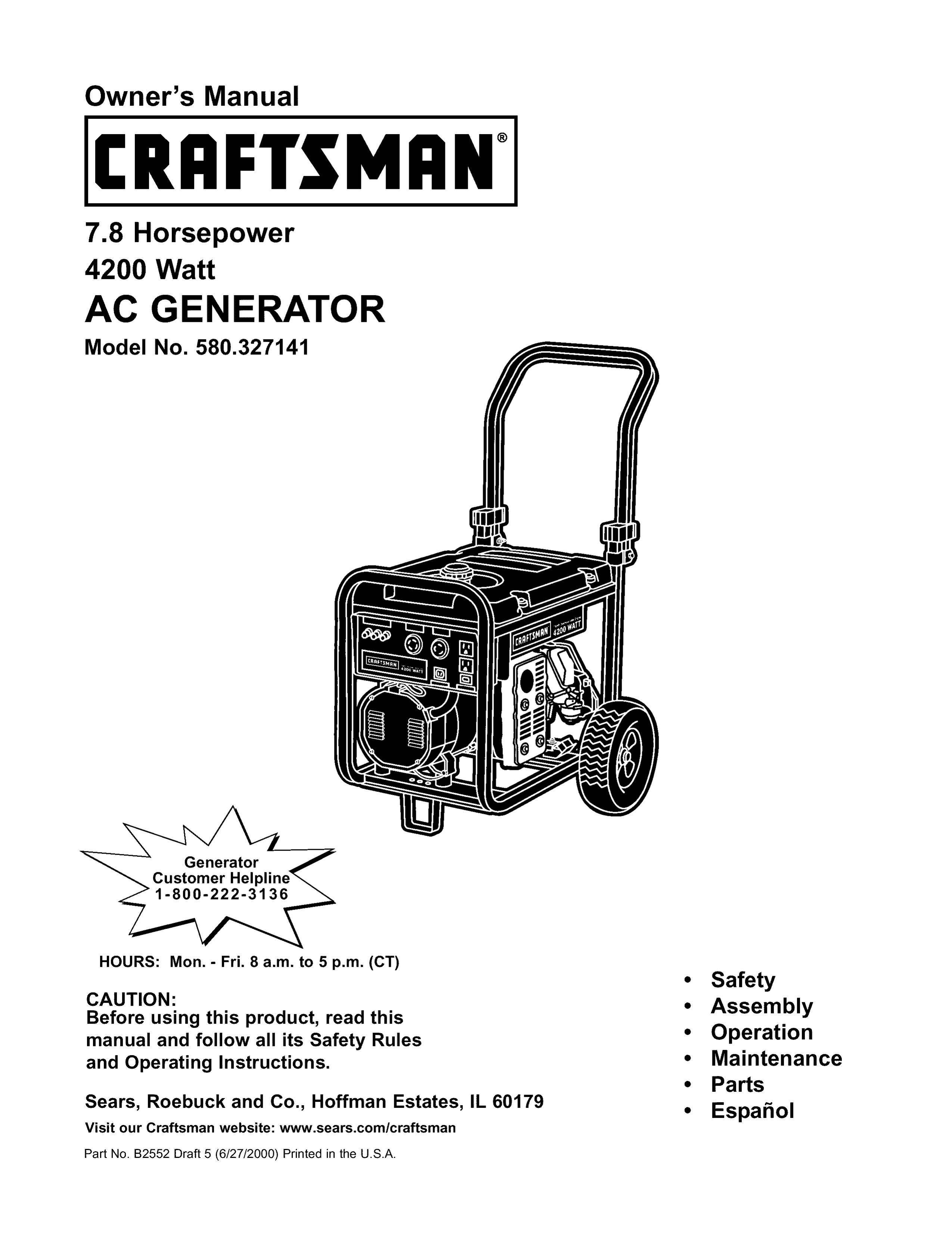 Craftsman 580.327141 Portable Generator User Manual
