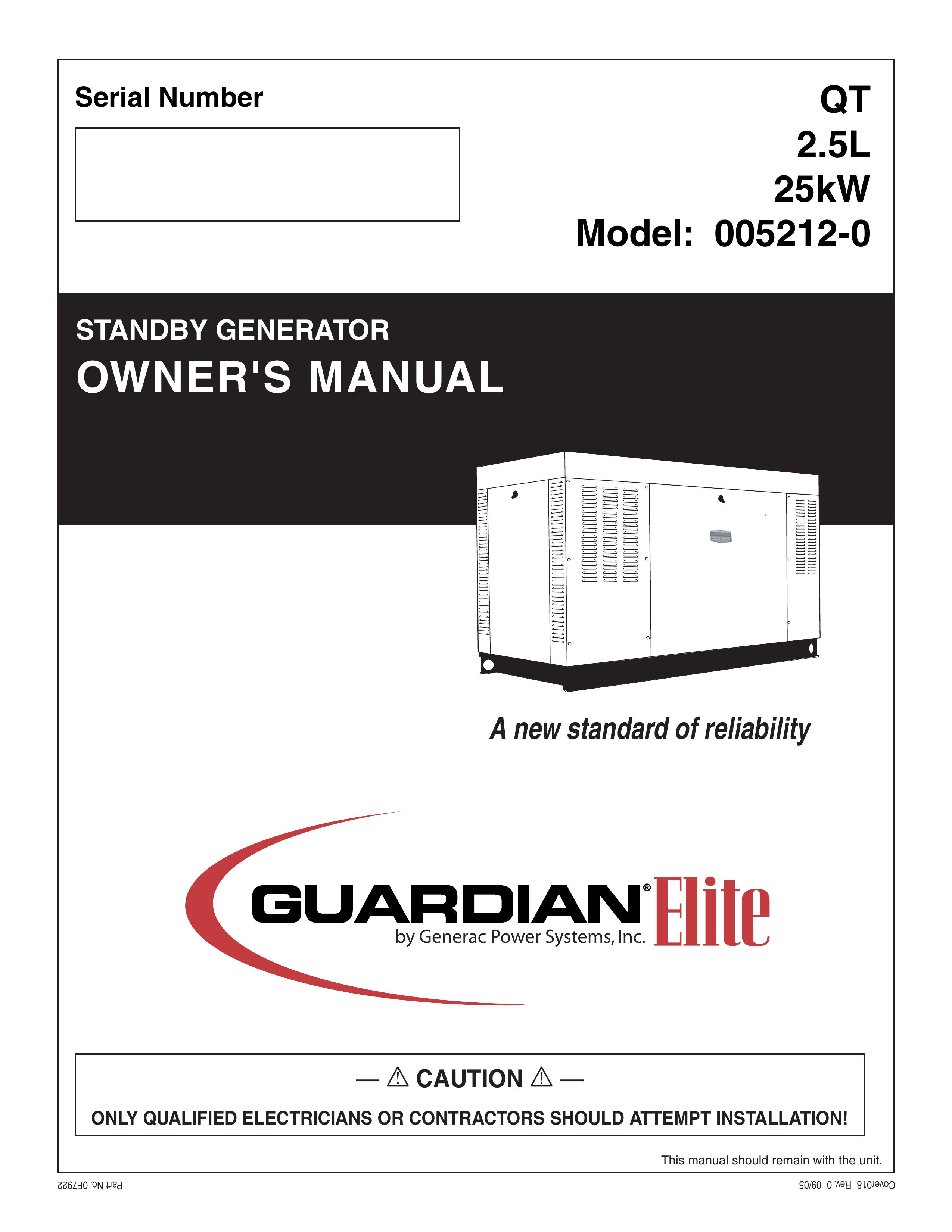 Elite 005212-0 Portable Generator User Manual