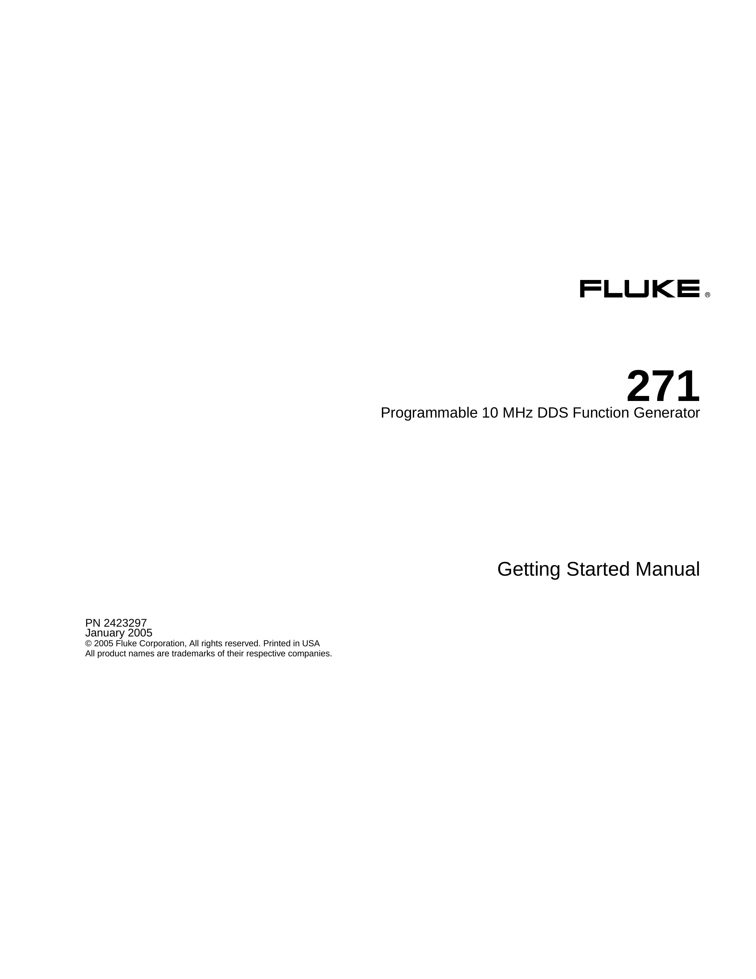 Fluke 271 Portable Generator User Manual