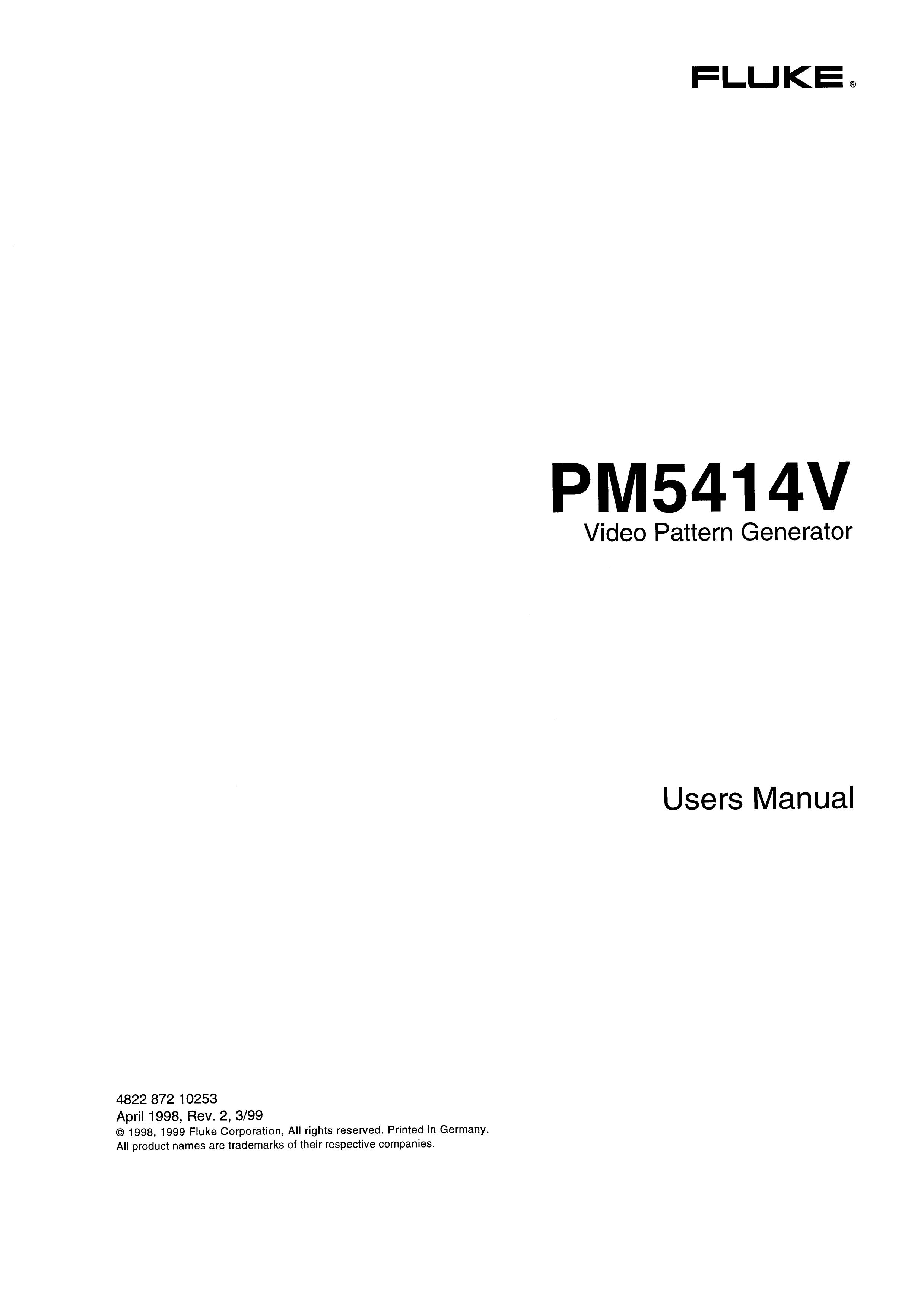 Fluke PM5414V Portable Generator User Manual