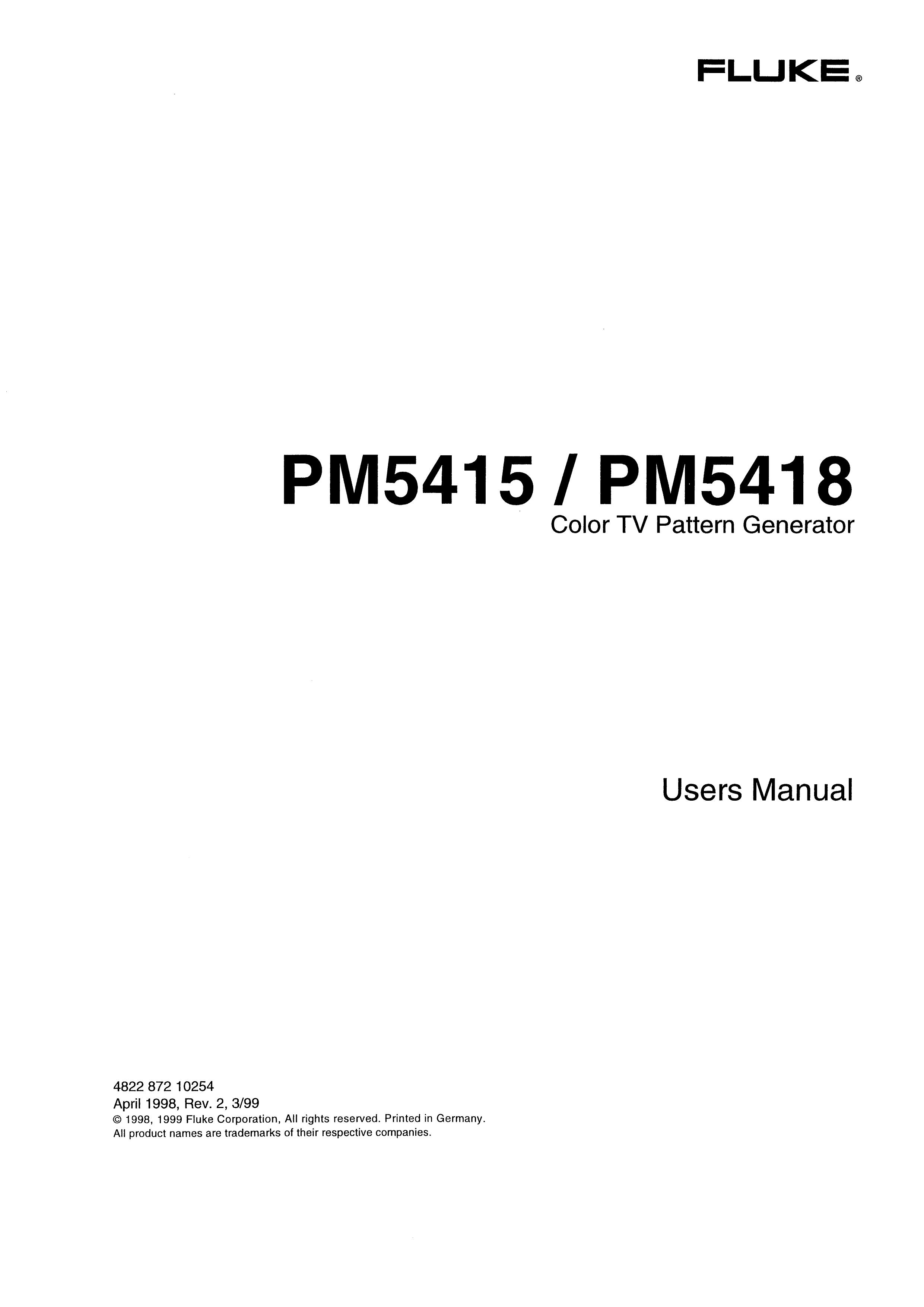 Fluke PM5415 Portable Generator User Manual