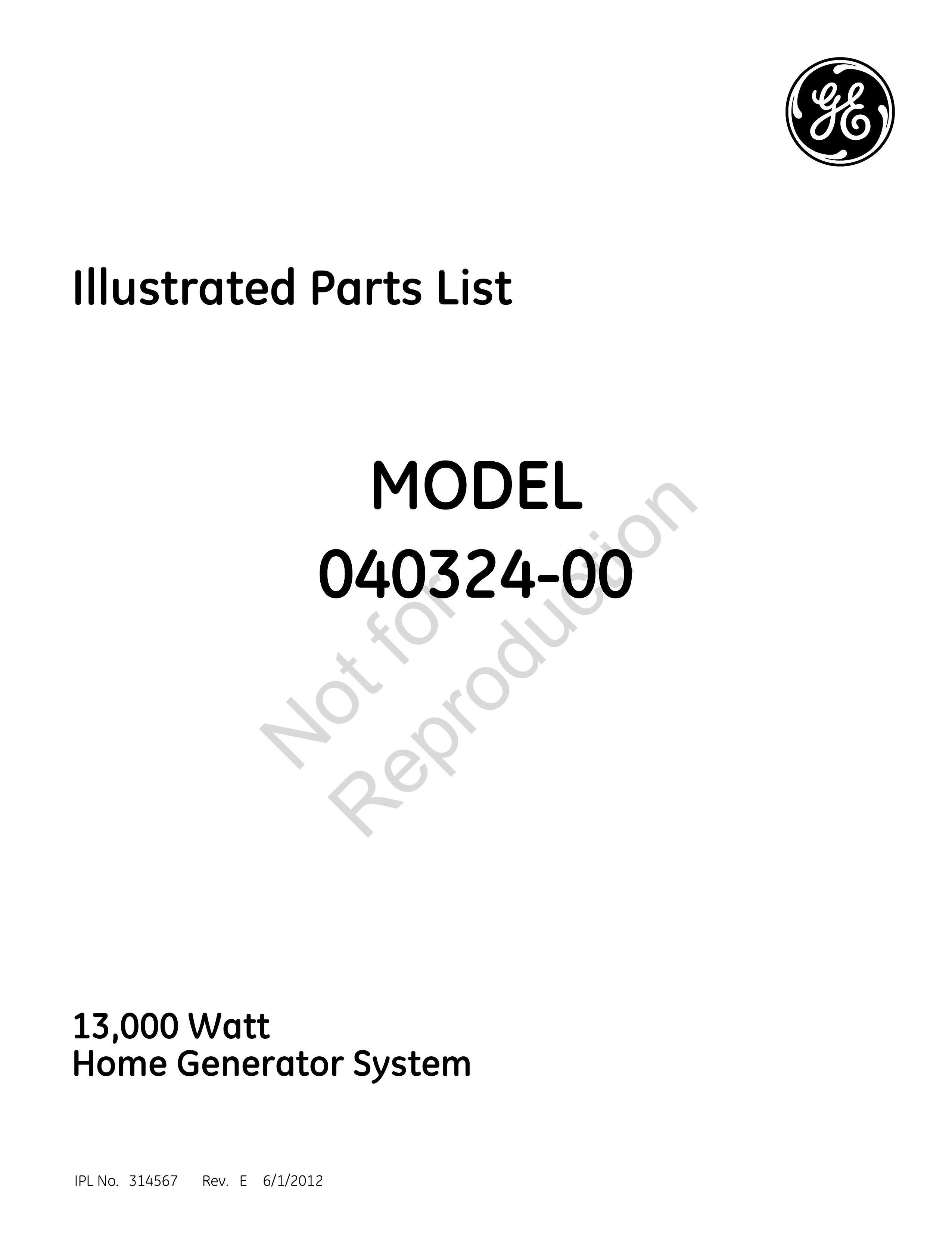 GE 040324-00 Portable Generator User Manual