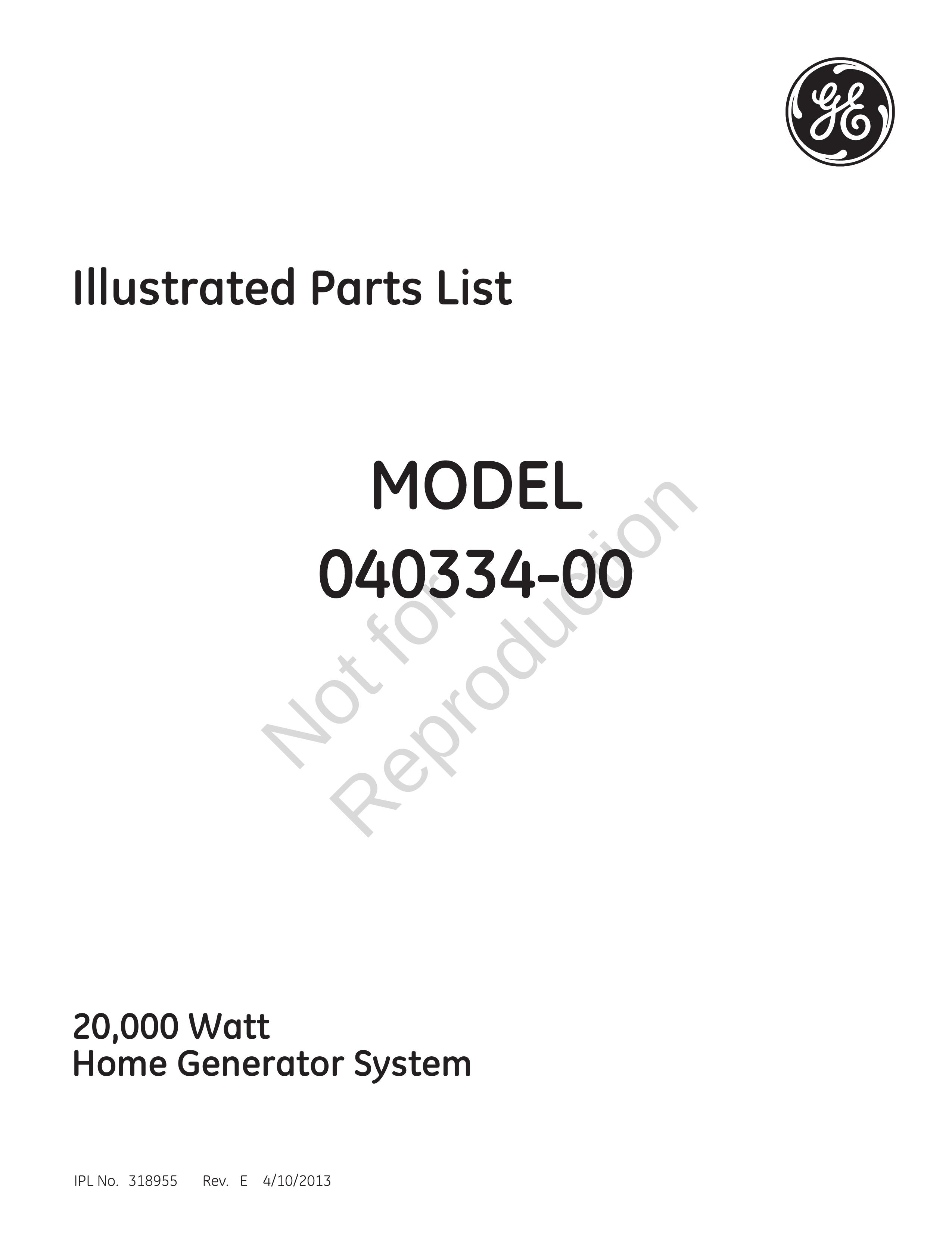 GE 040334-00 20 Portable Generator User Manual