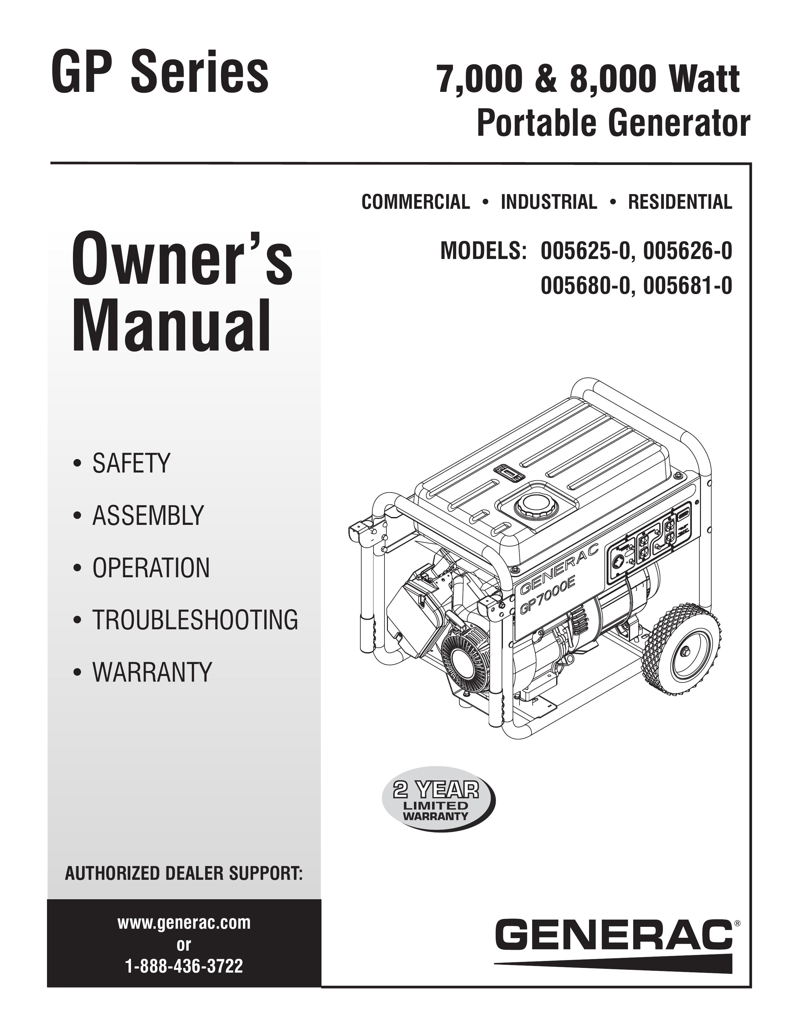 Generac 000 & 8 Portable Generator User Manual
