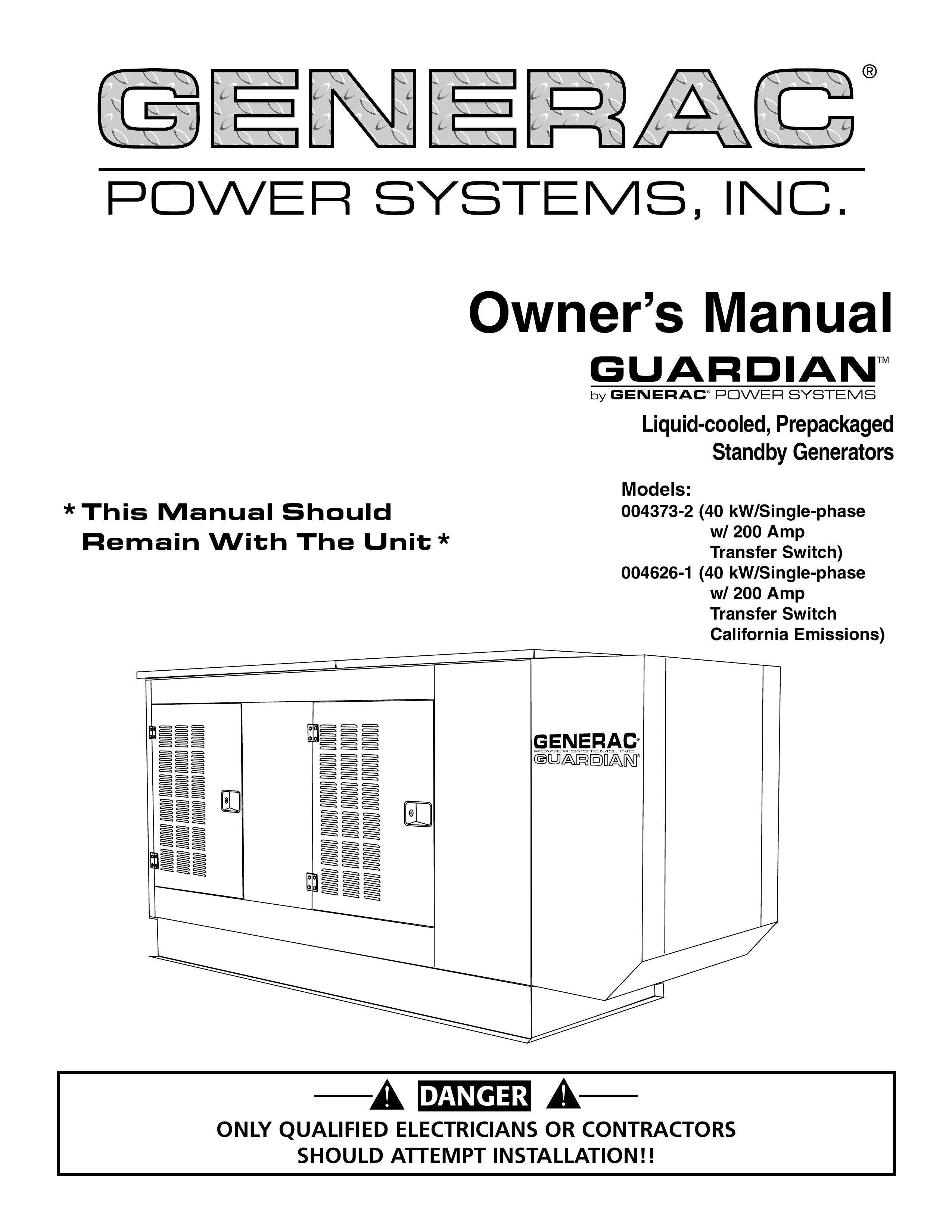 Generac 004373-2, 004626-1 Portable Generator User Manual