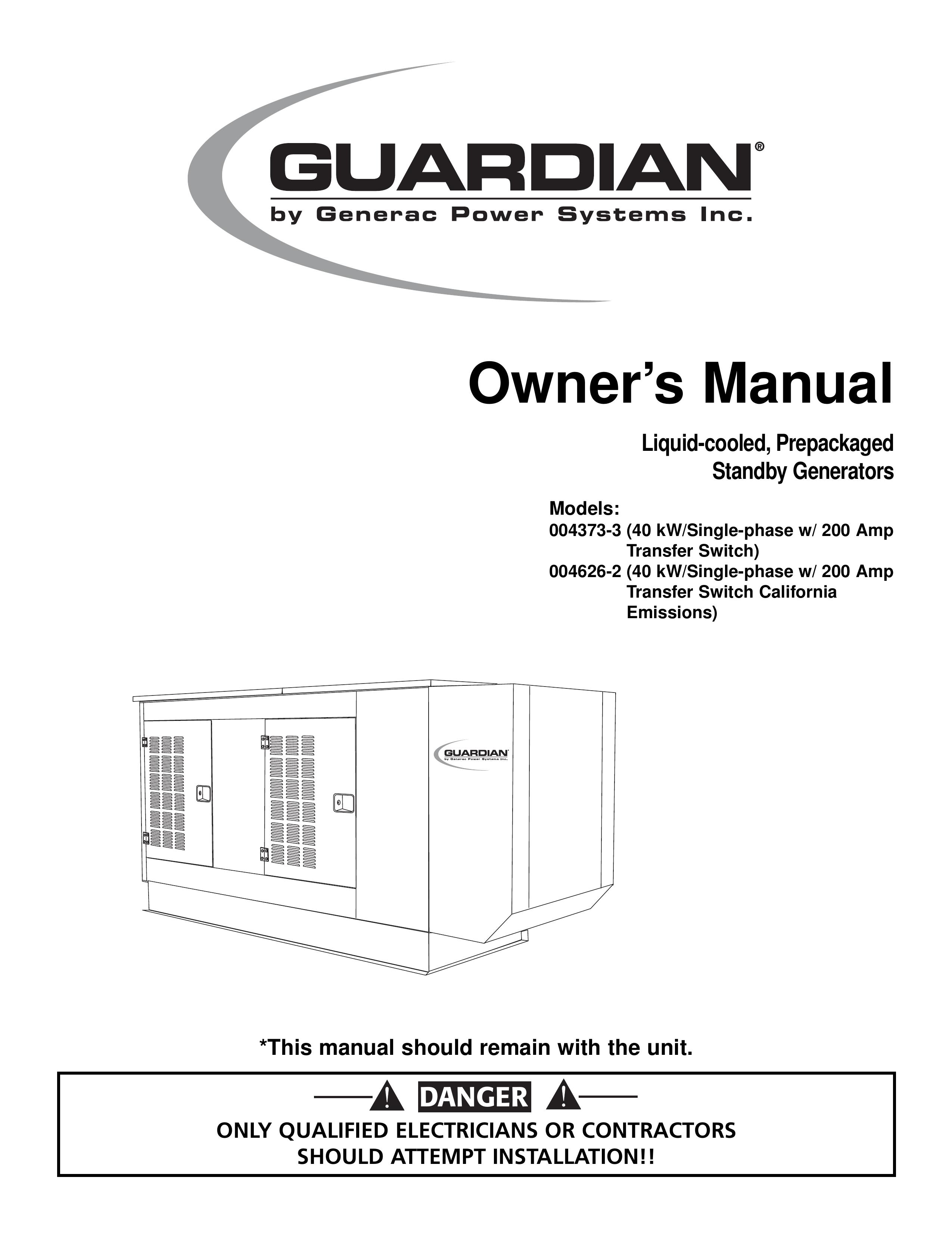 Generac 004373-3 , 004626-2 Portable Generator User Manual