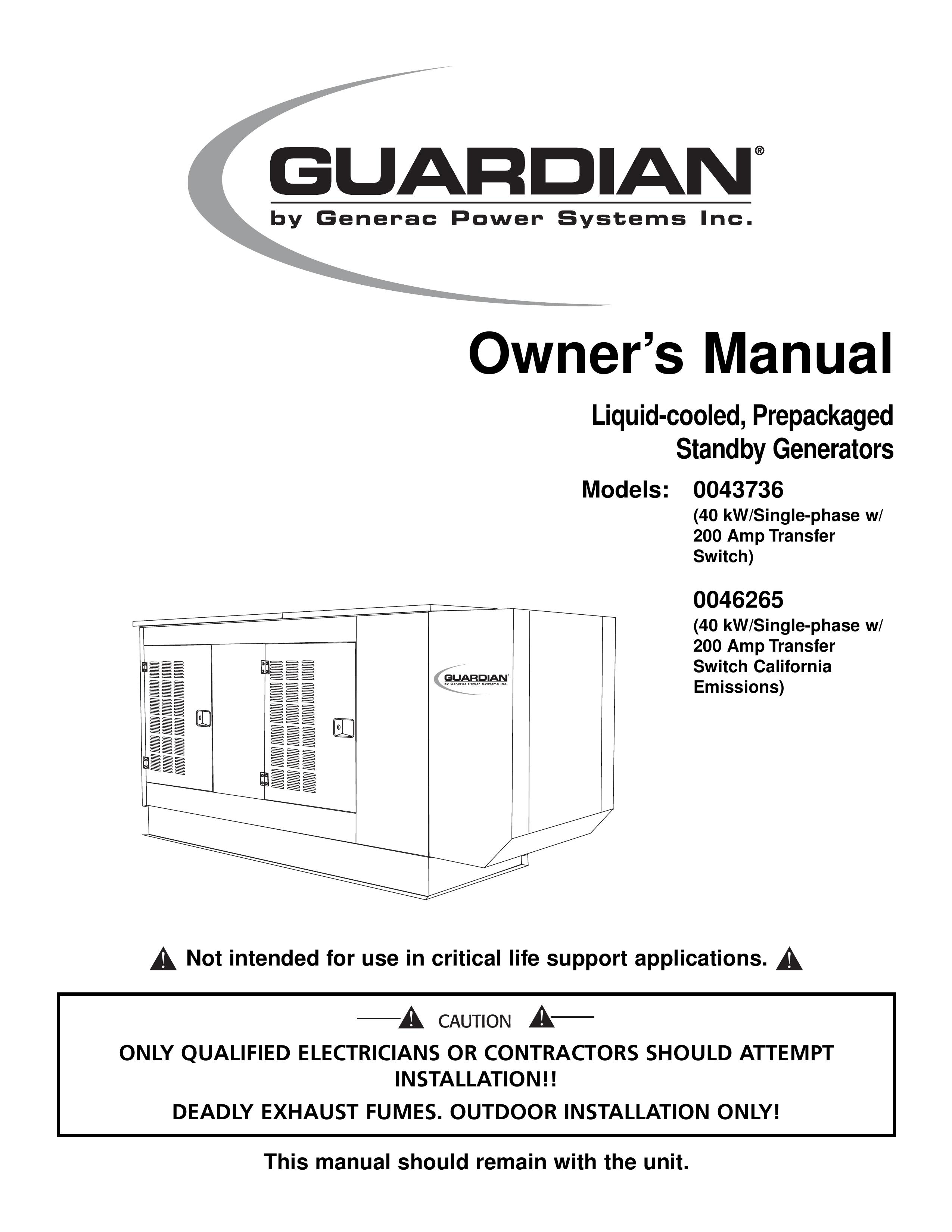 Generac 0043736, 0046265 Portable Generator User Manual