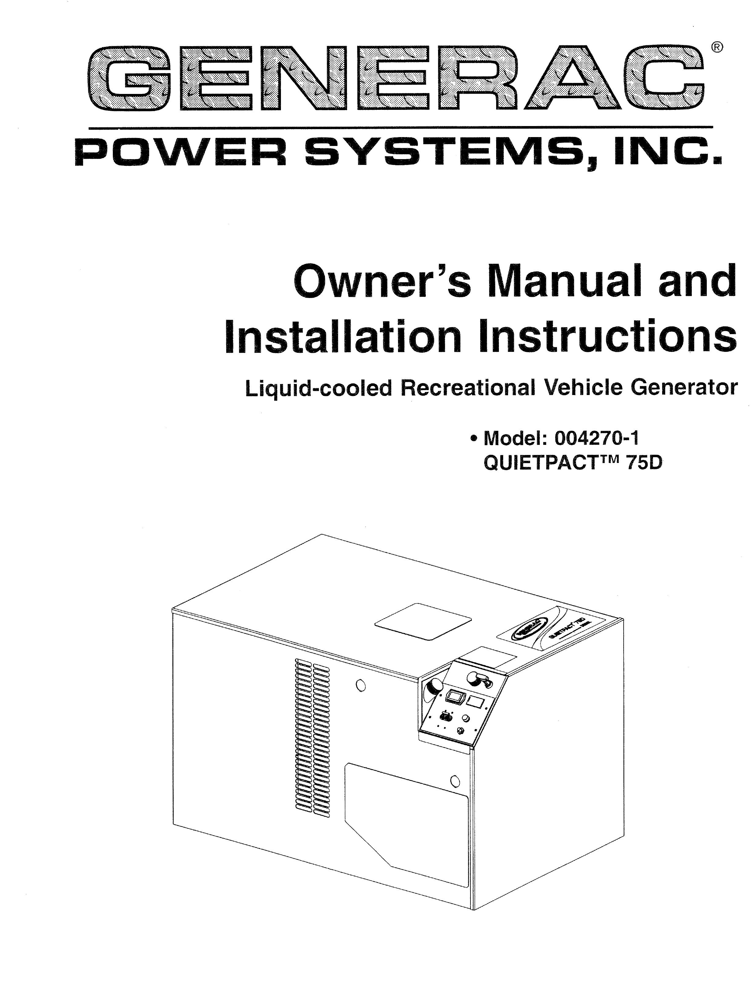 Generac Power Systems 004270-1 Portable Generator User Manual