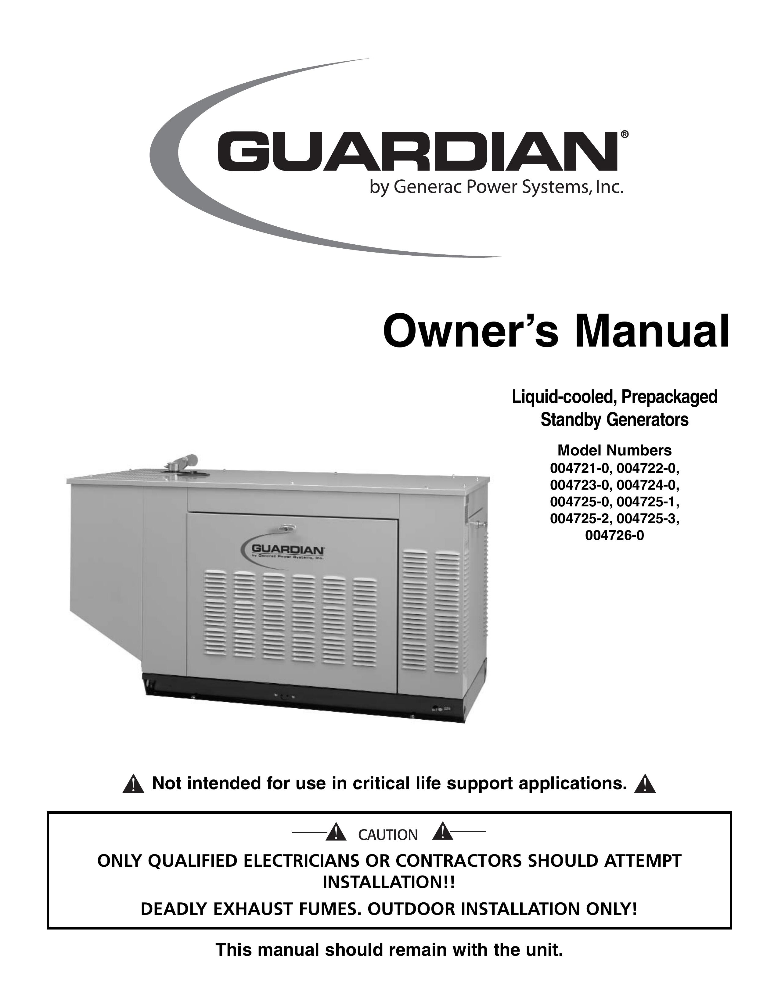 Generac Power Systems 004721-0, 004722-0, 004723-0, 004724-0, 004725-0, 004725-1, 004725-2, 004725-3, 004726-0 Portable Generator User Manual