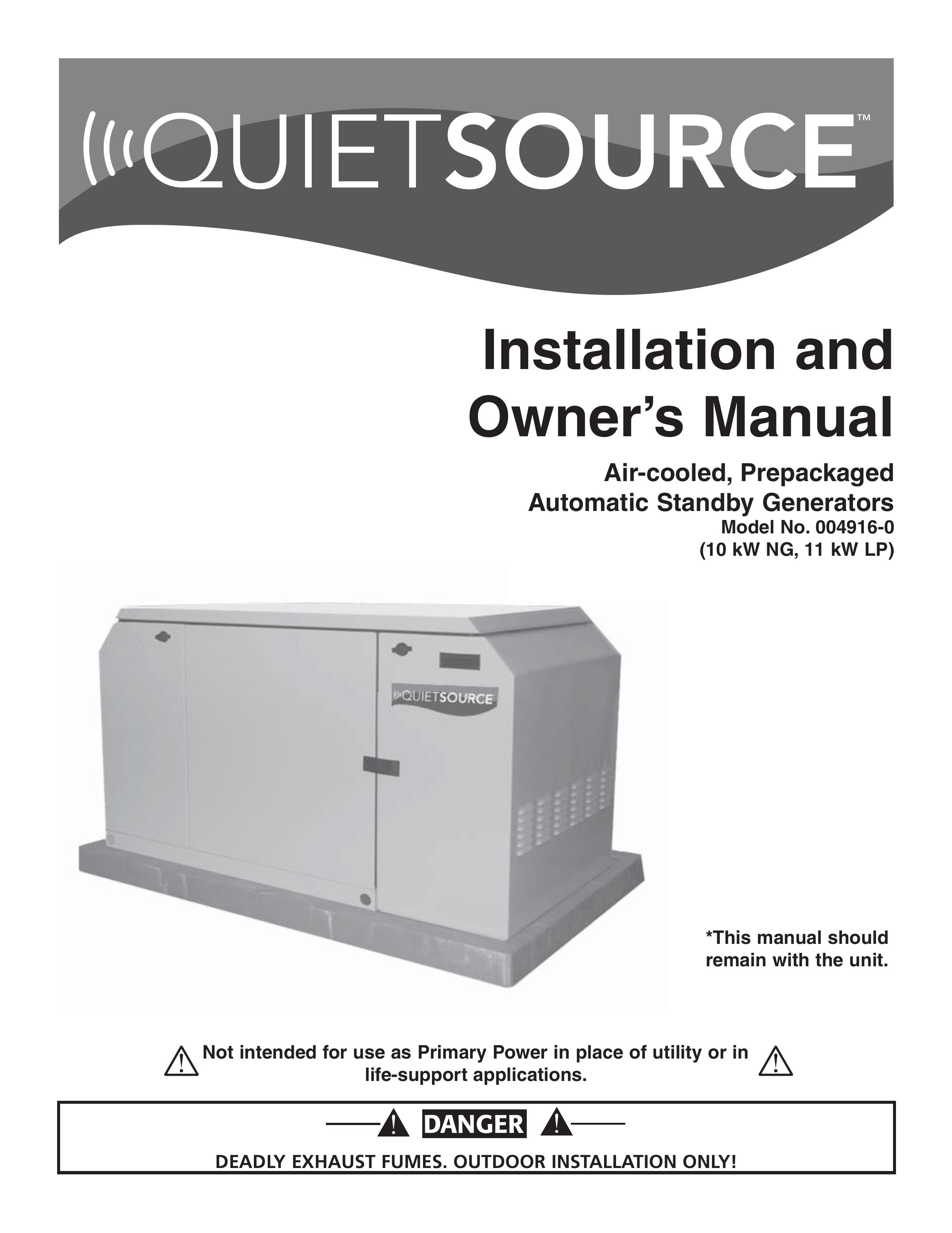 Generac Power Systems 004916-0 Portable Generator User Manual