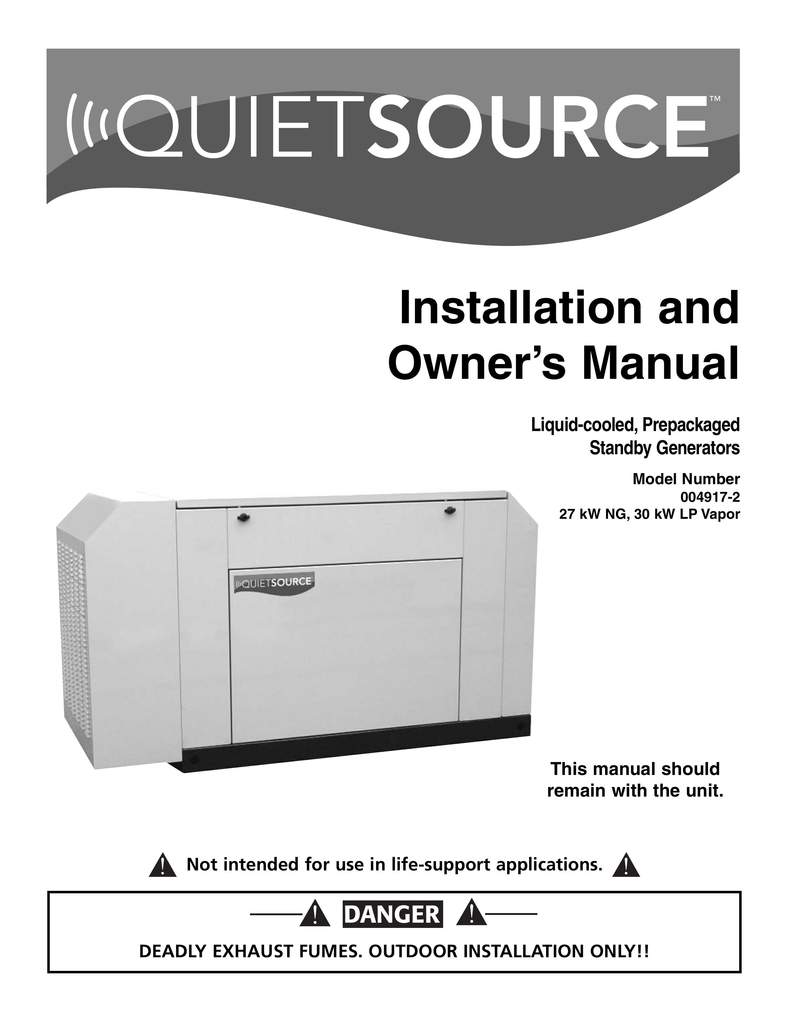 Generac Power Systems 004917-2 Portable Generator User Manual
