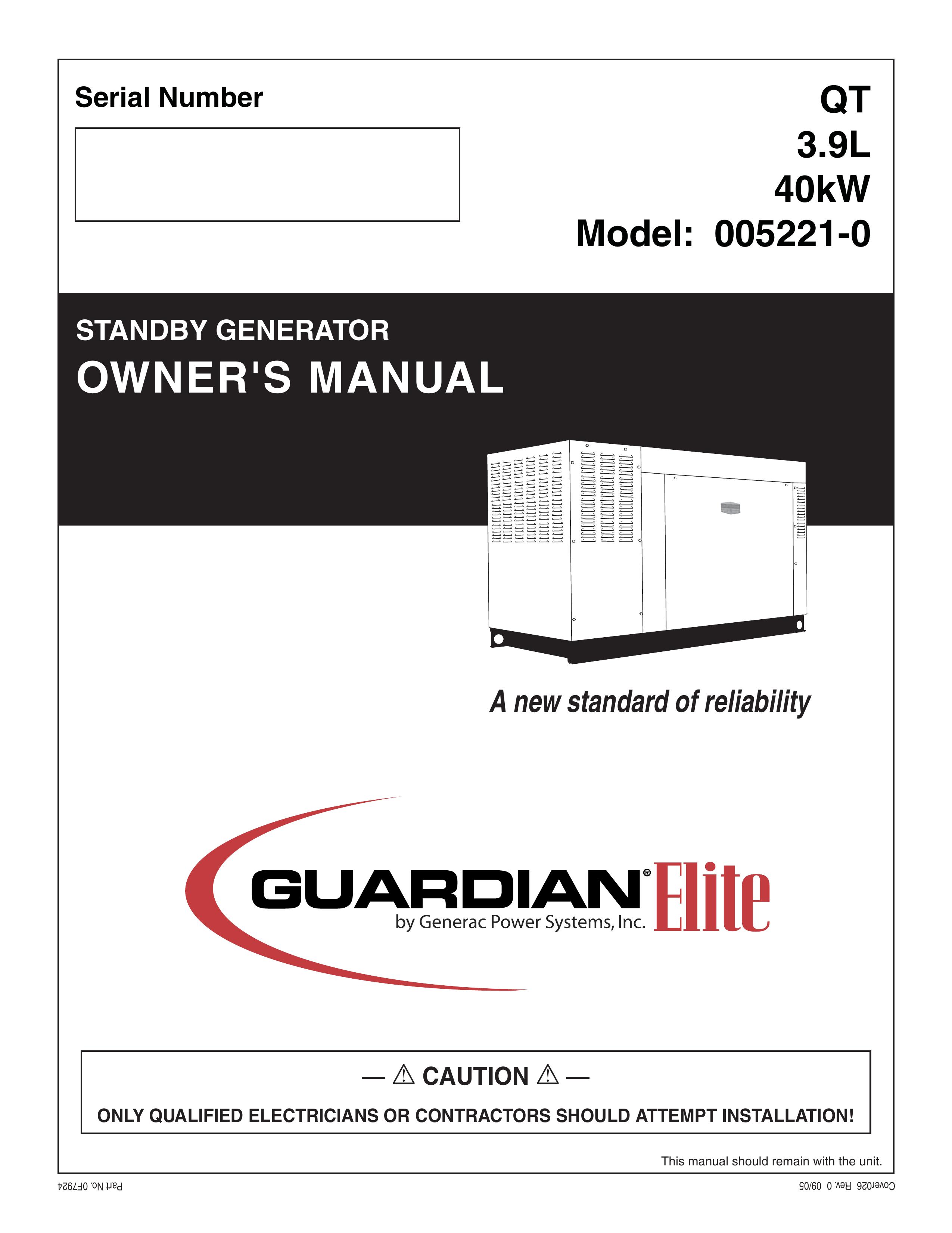 Generac Power Systems 005221-0 Portable Generator User Manual