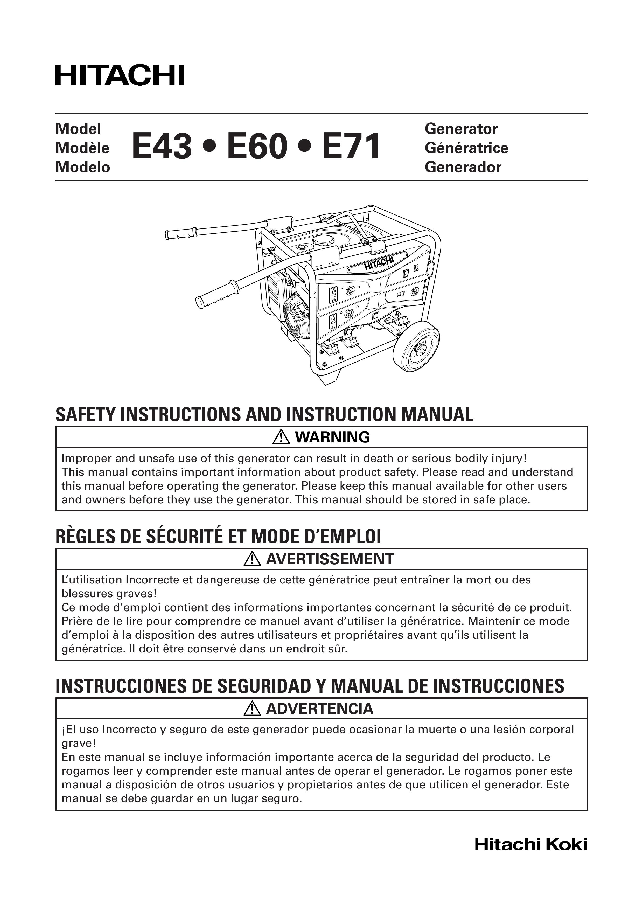 Hitachi E43 Portable Generator User Manual
