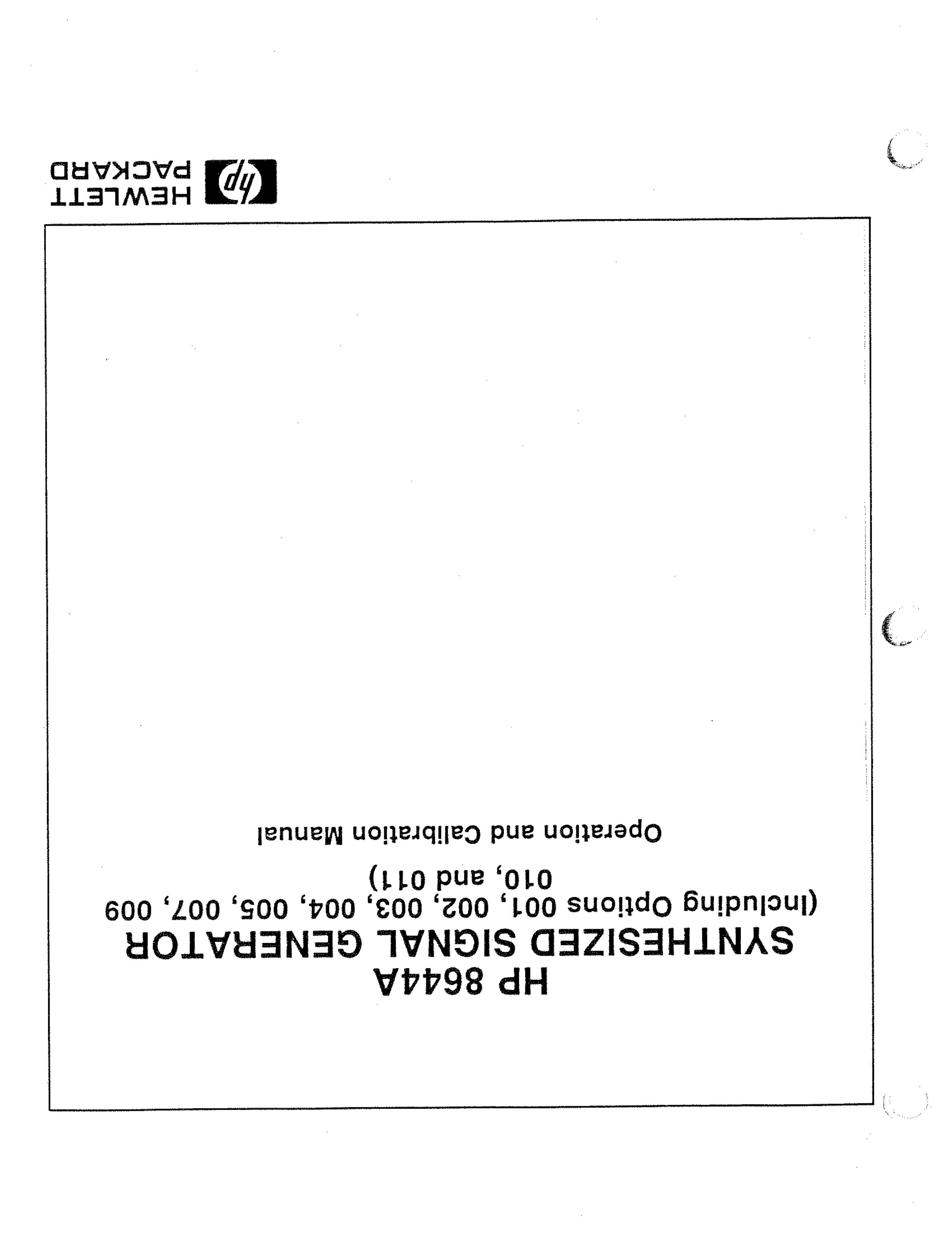HP (Hewlett-Packard) HP 8644A Portable Generator User Manual