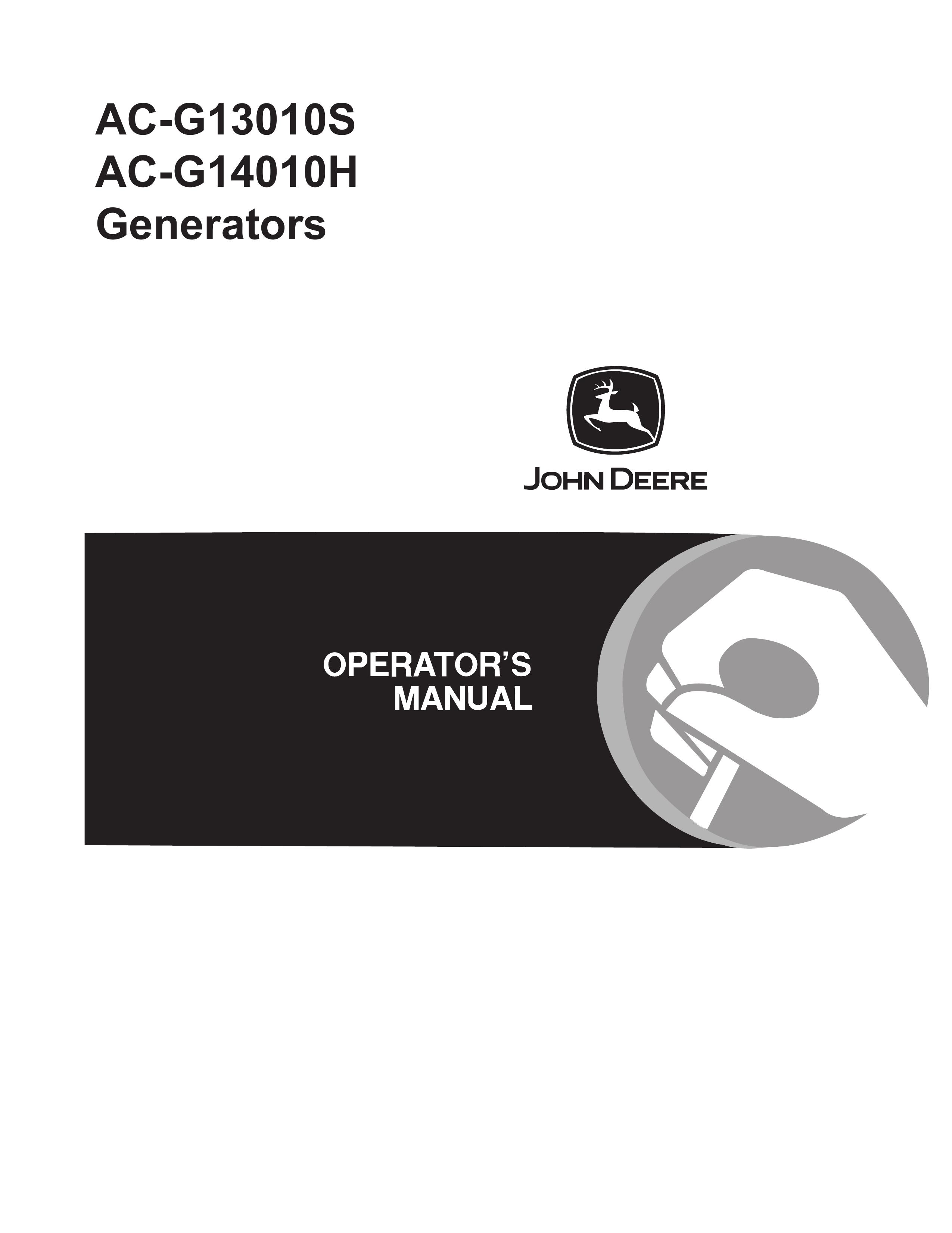 John Deere AC-G13010S Portable Generator User Manual