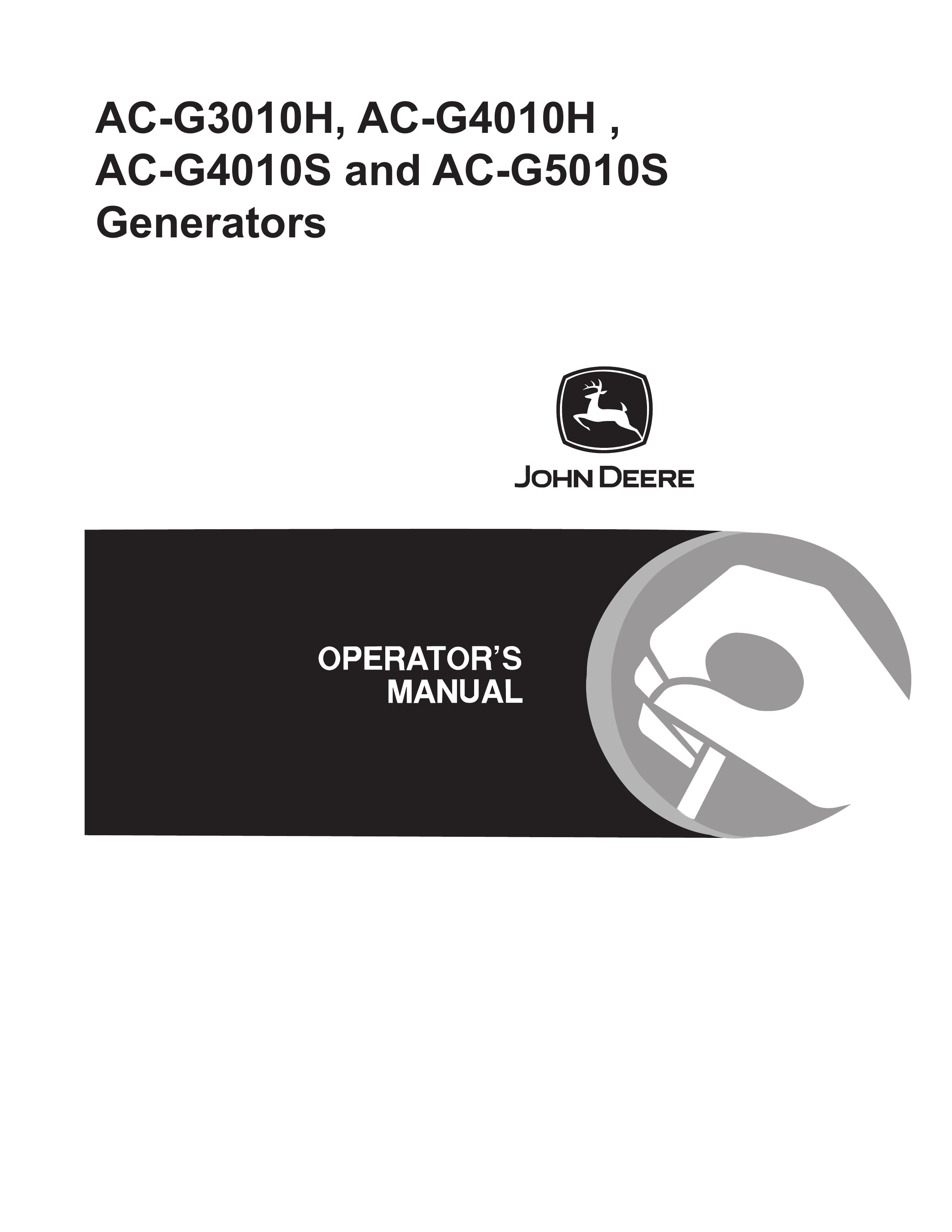 John Deere AC-G3010H Portable Generator User Manual