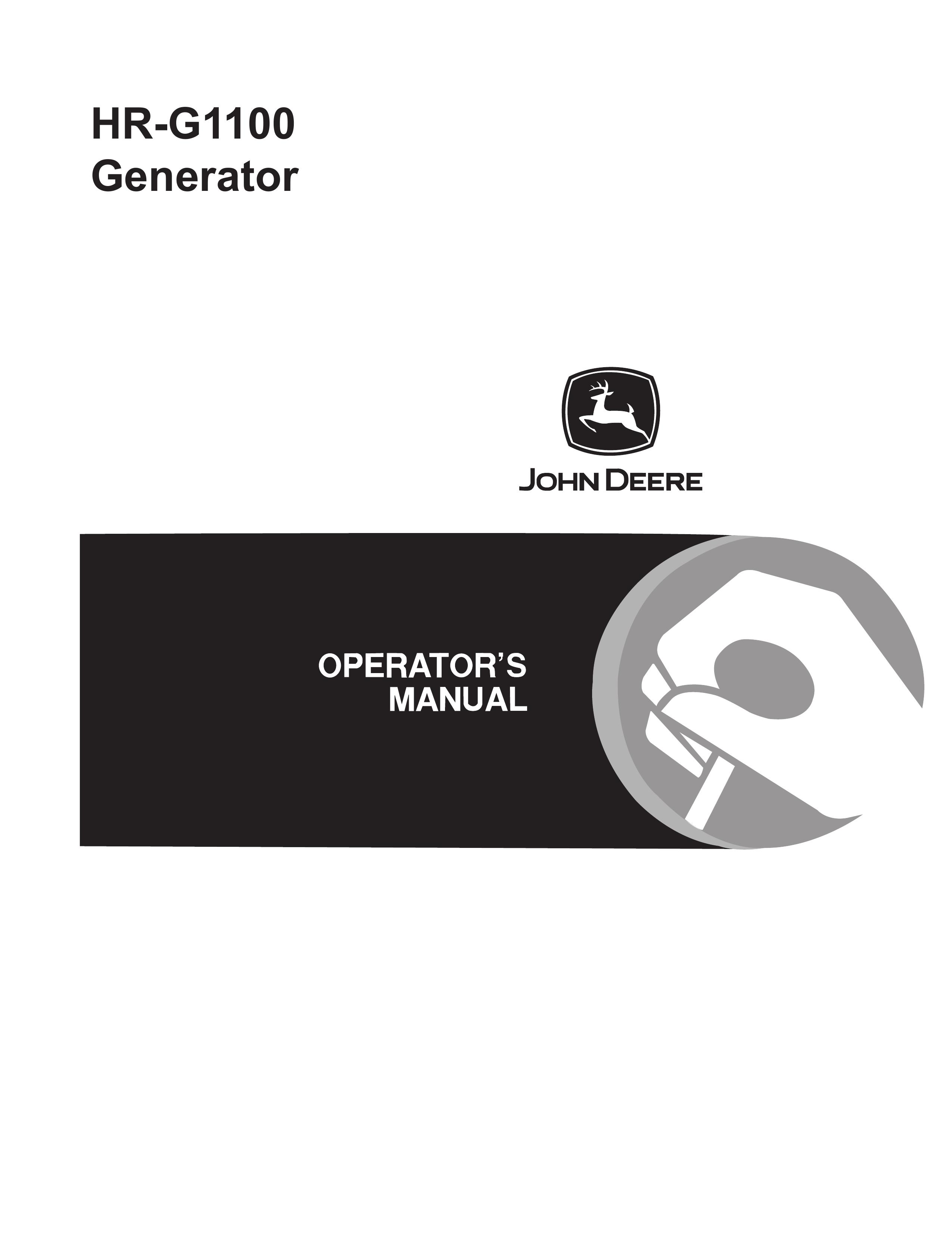 John Deere HR-G1100 Portable Generator User Manual