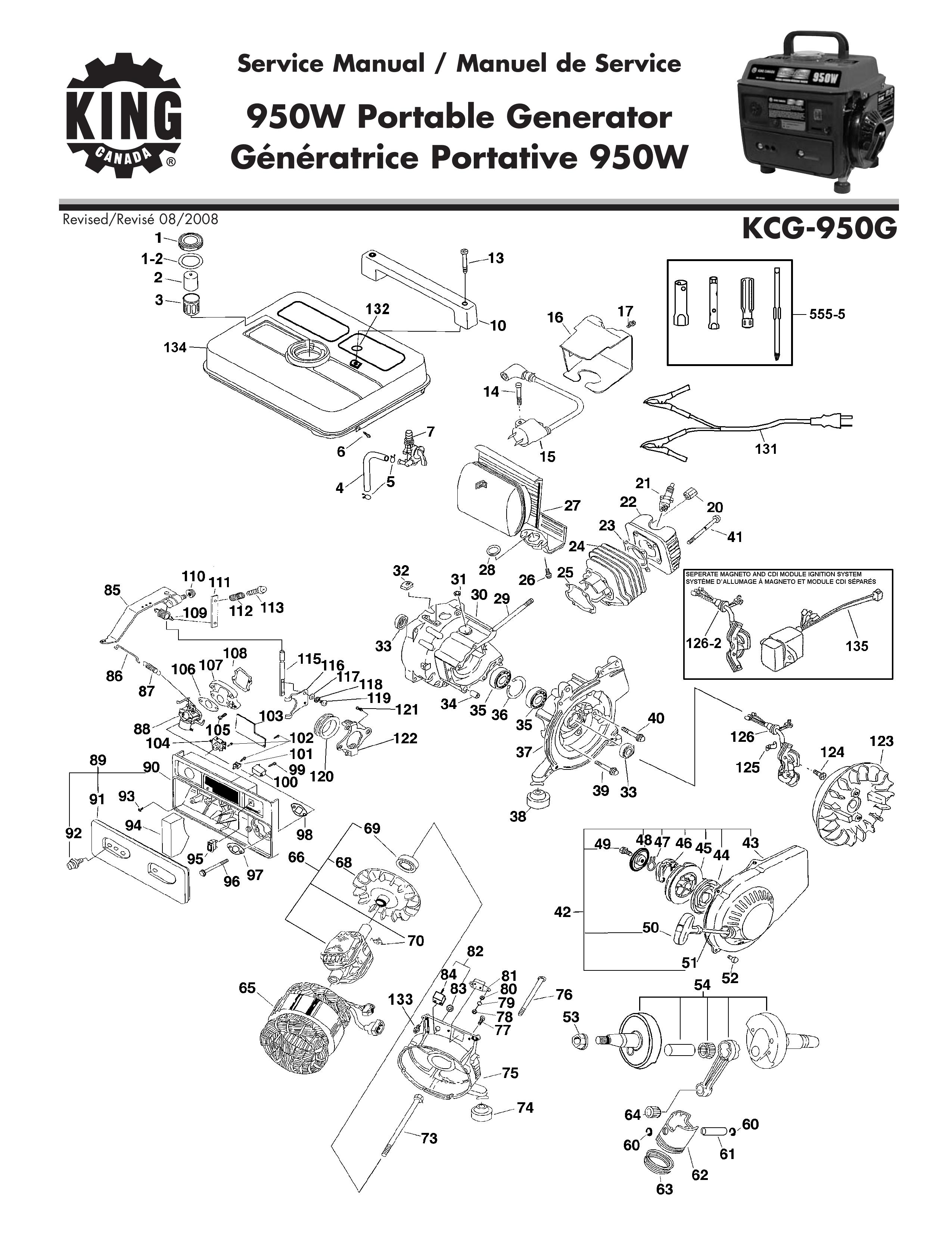 King Canada KCG-950G Portable Generator User Manual