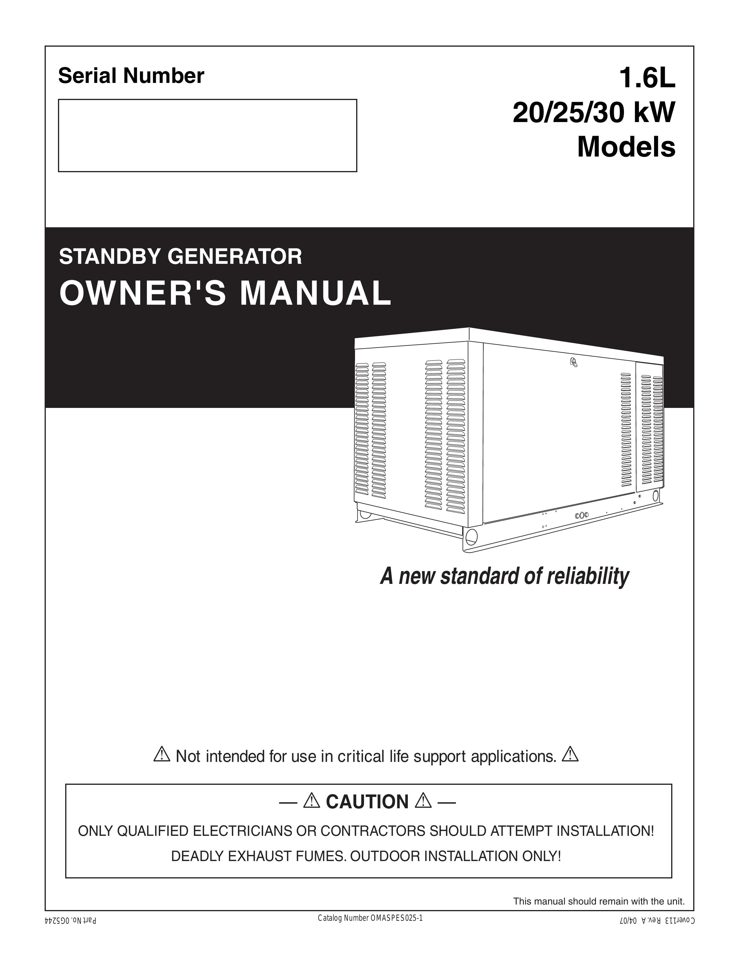 LG Electronics 30kW Portable Generator User Manual