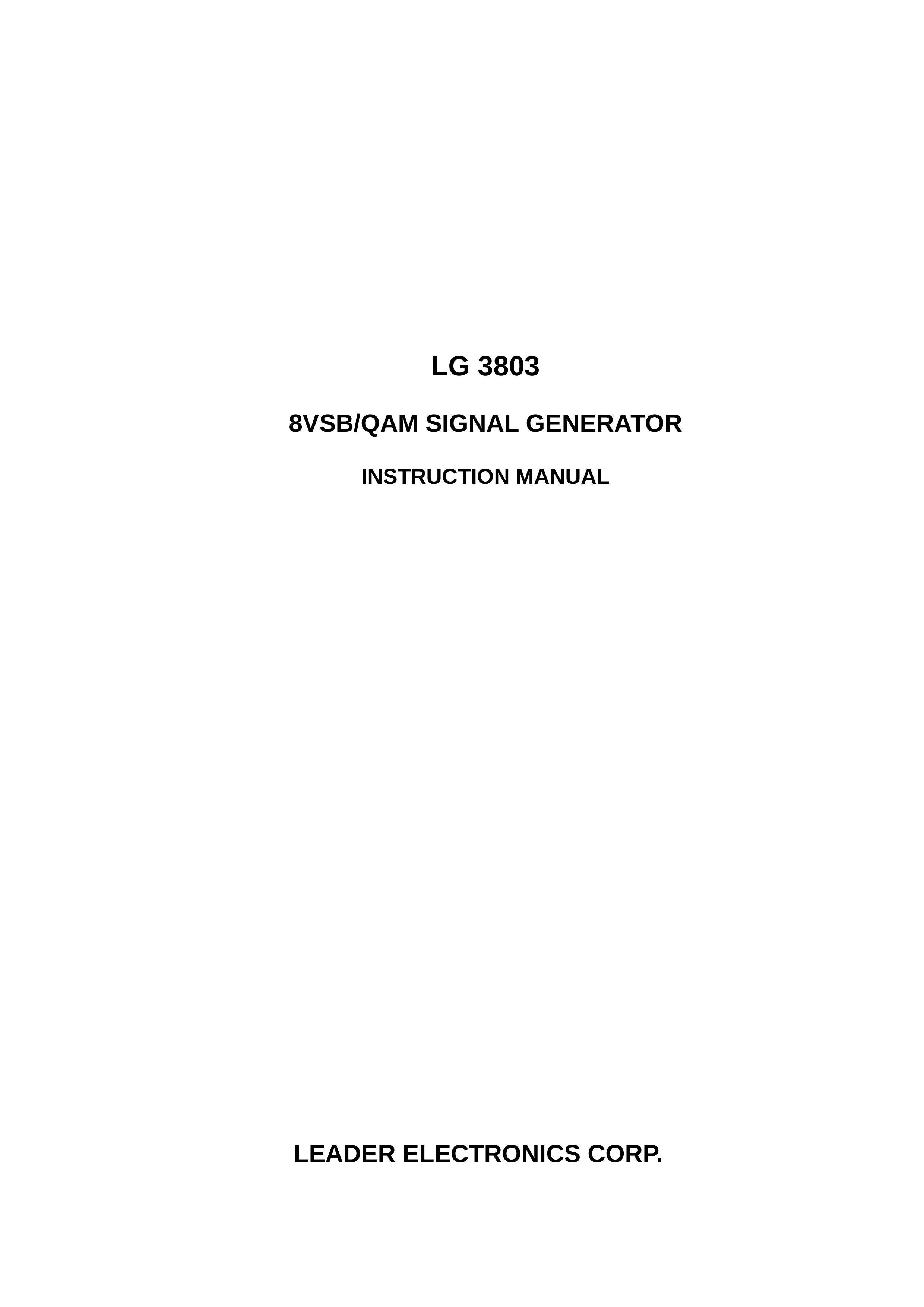 LG Electronics 3803 Portable Generator User Manual