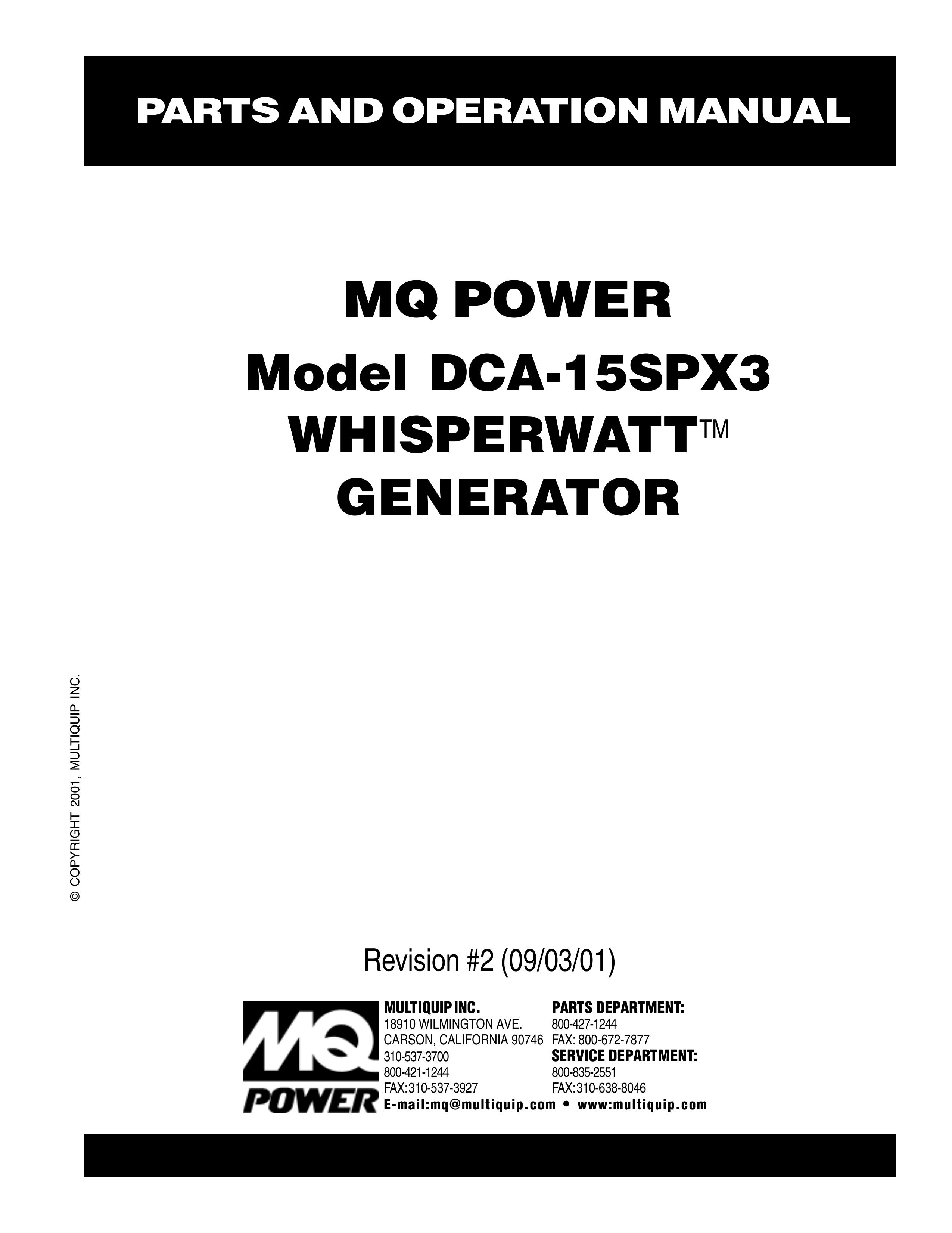 Multiquip DCA-15SPX3 Portable Generator User Manual