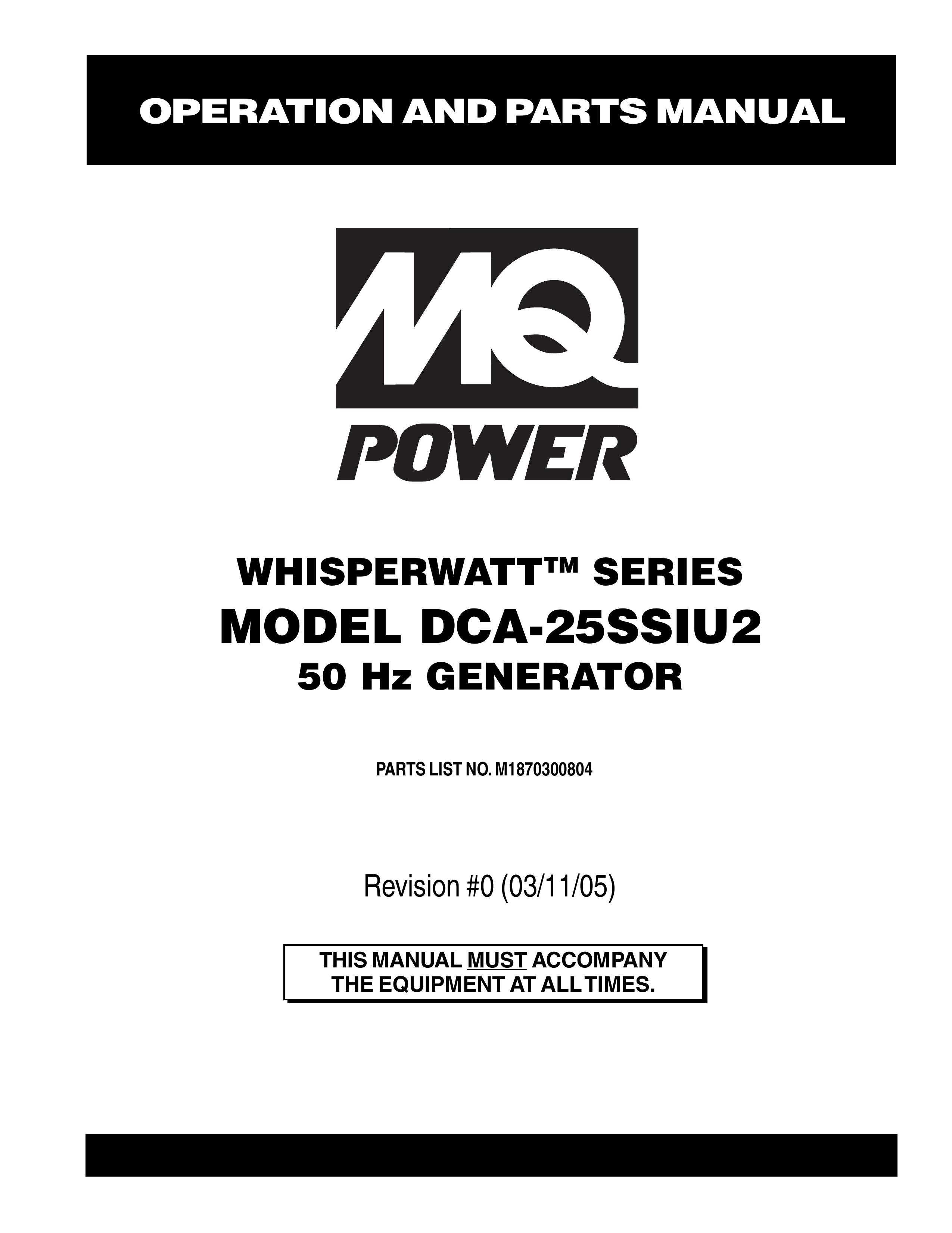 Multiquip DCA-25SSIU2 Portable Generator User Manual