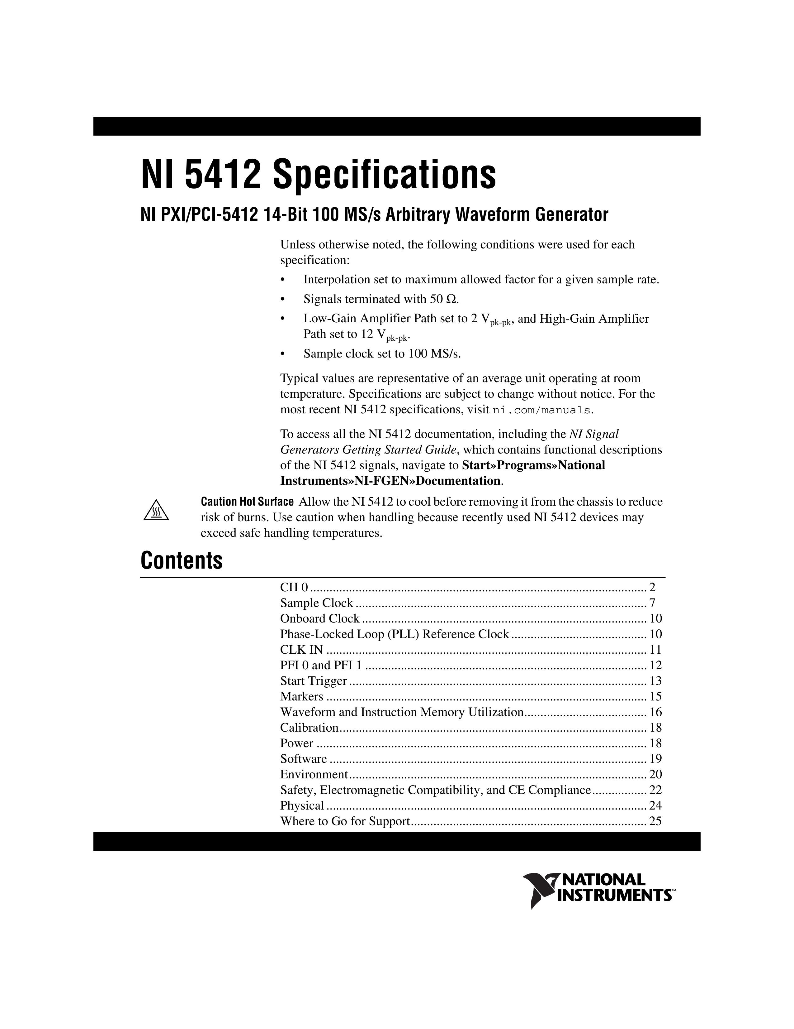 National Instruments NI 5412 Portable Generator User Manual