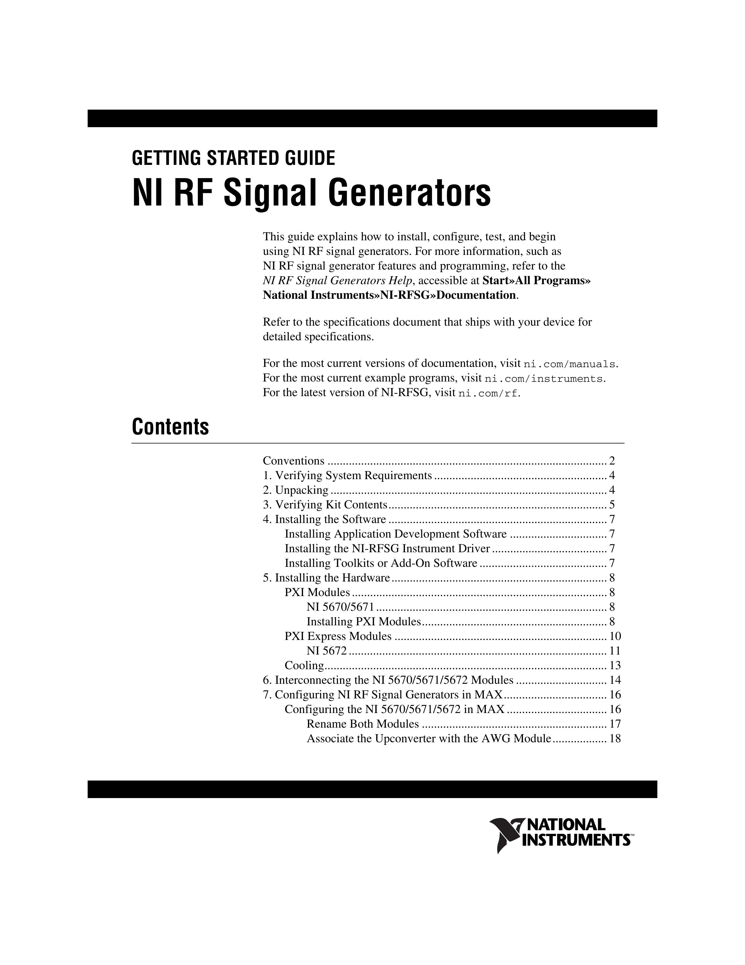 National Instruments NI 5671 Portable Generator User Manual