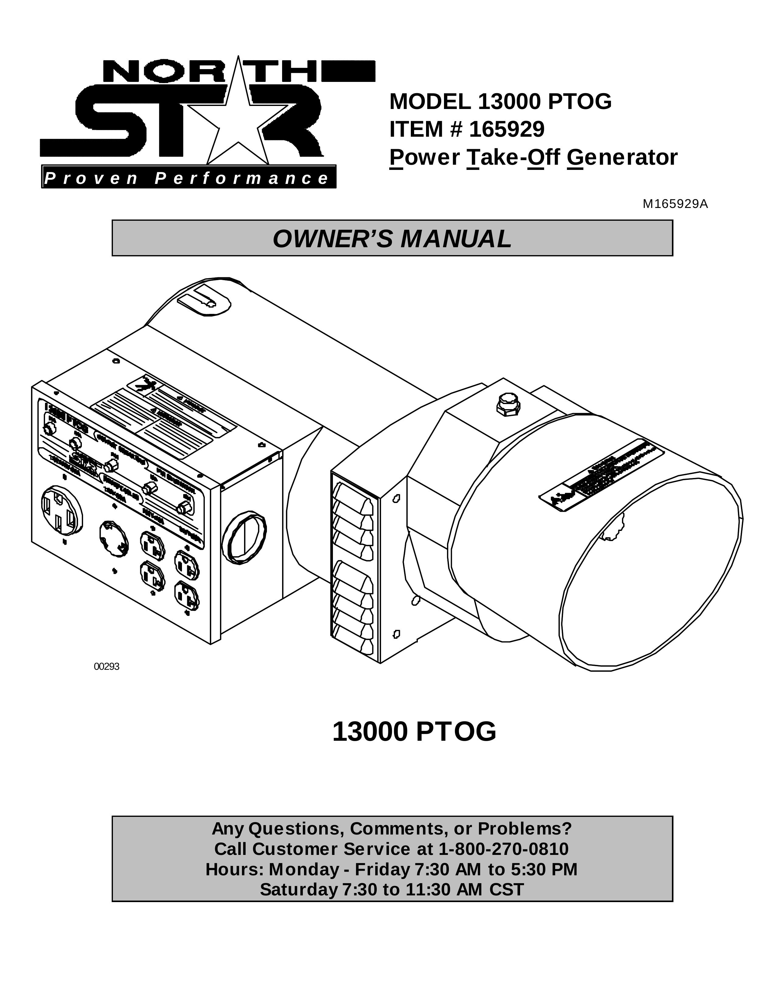 North Star 13000 PTOG Portable Generator User Manual