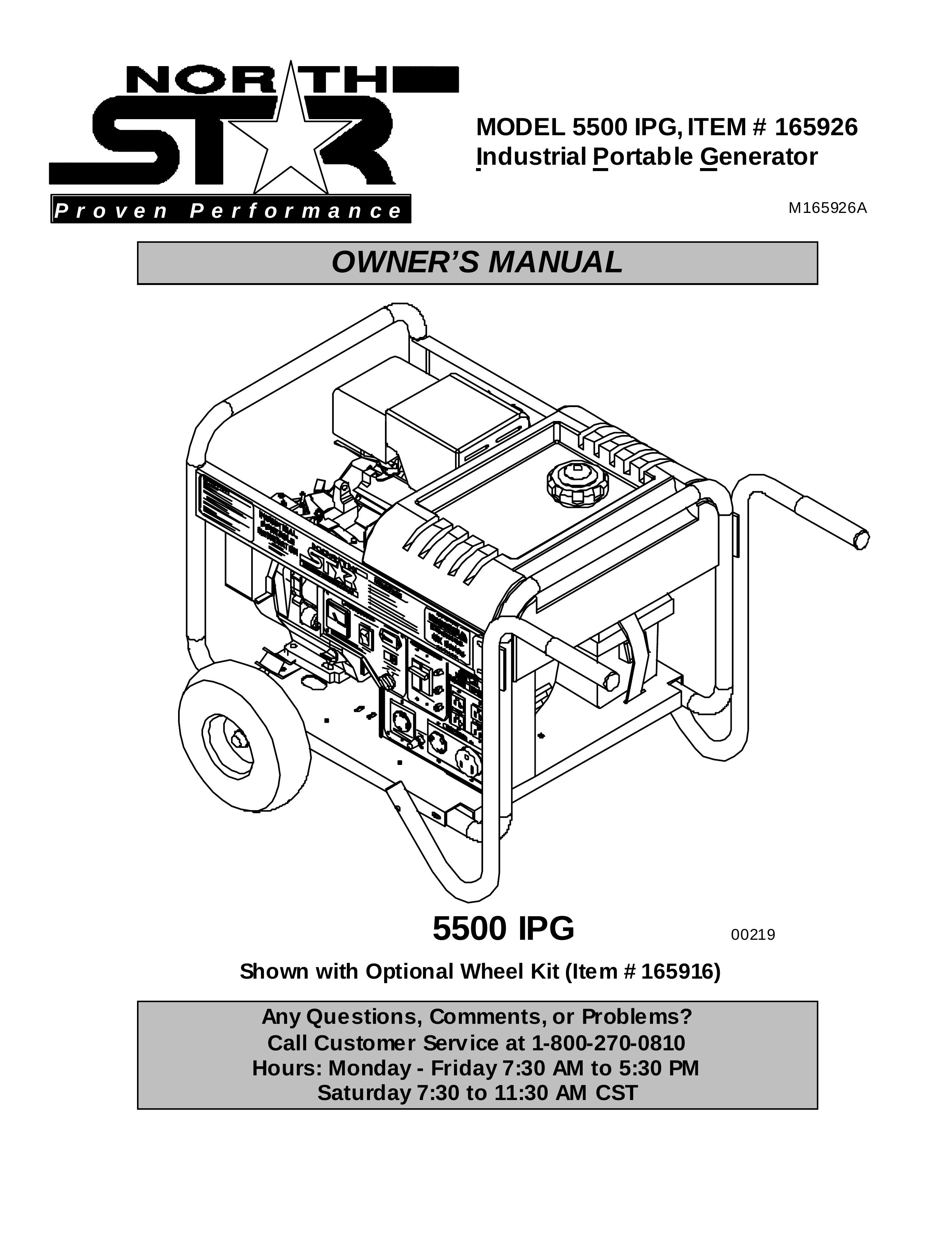 North Star 5500 IPG Portable Generator User Manual